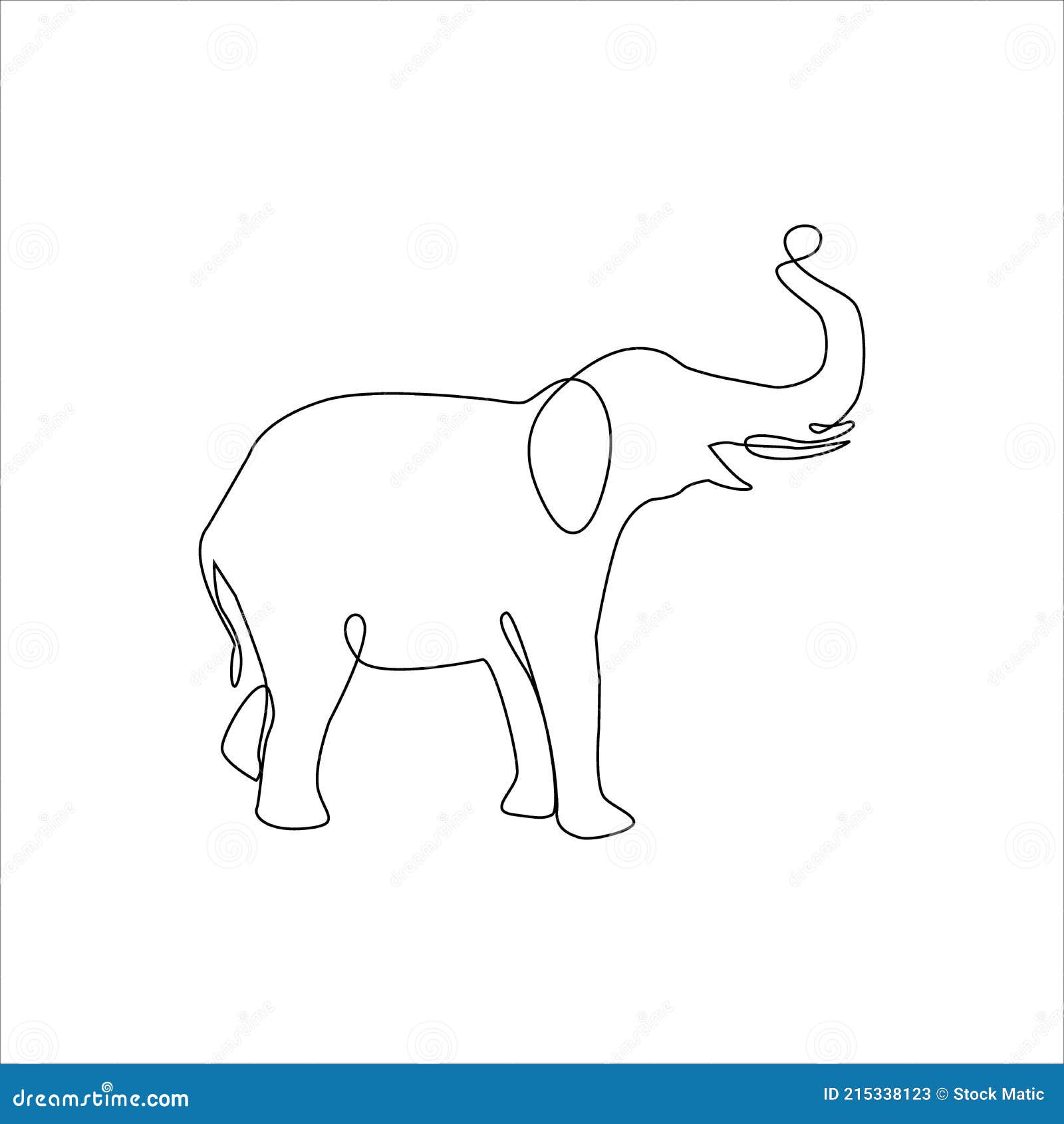 Una Línea Mano Dibujo Elefante Contorno Icono Ilustración del Vector - Ilustración de trazado, elefante: 215338123