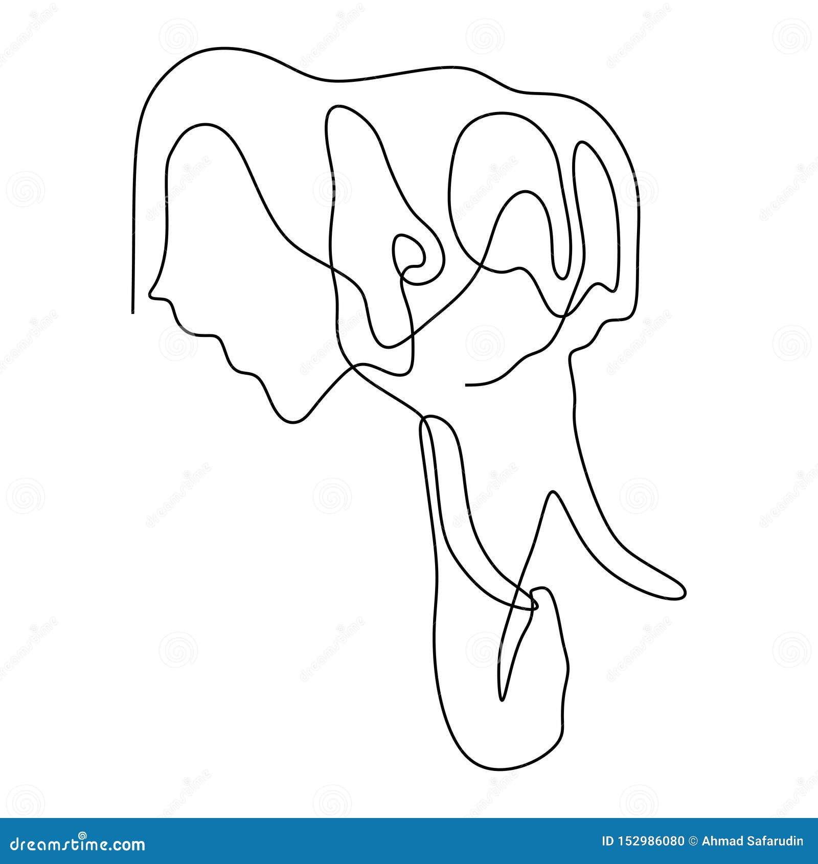Una Linea Continua Testa Dell Elefante Con Fondo Isolato Bianco Illustrazione Vettoriale Illustrazione Di Elefante Marchio