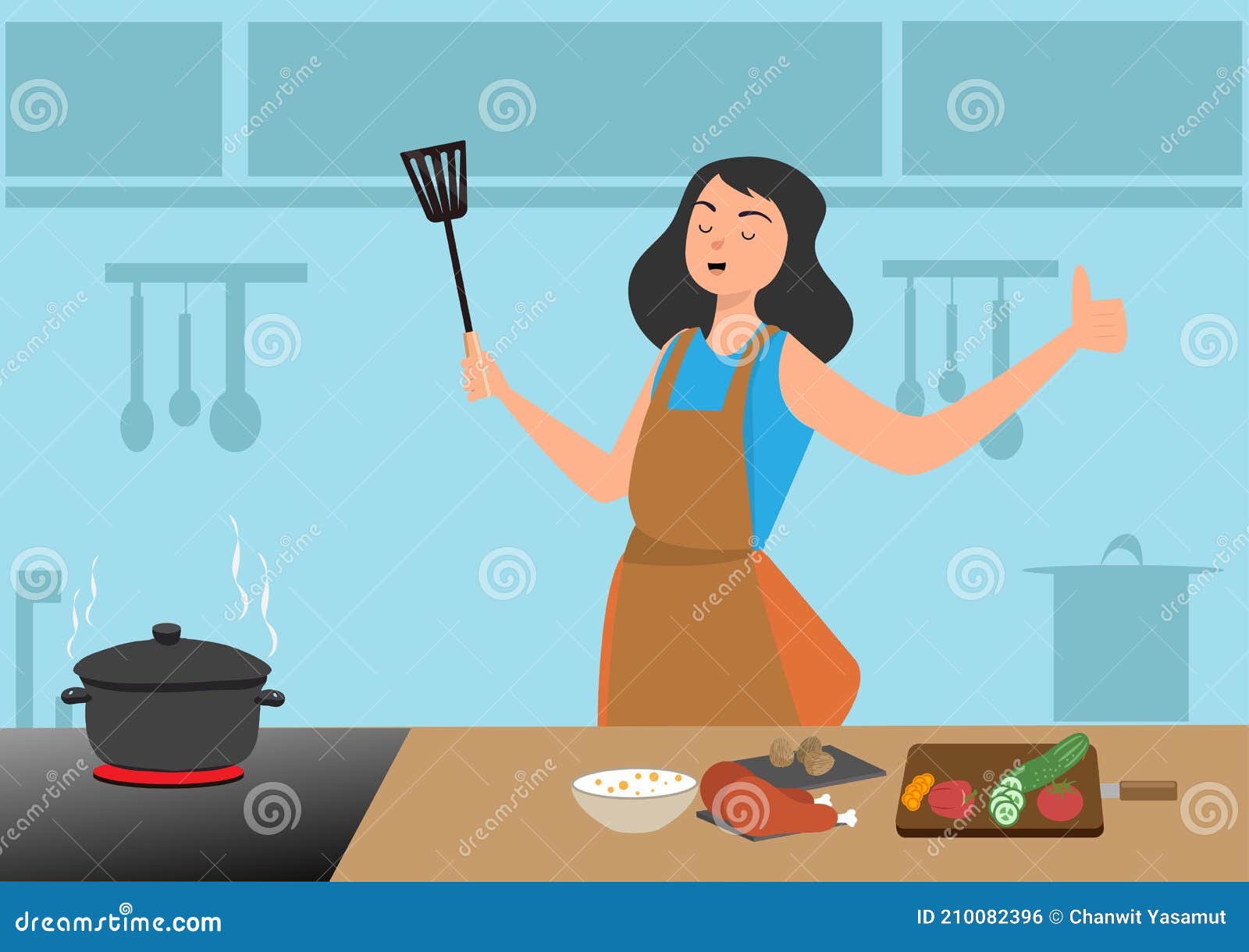 Una Mujer Cocinando De Buen Humor Está Haciendo Curry De Pollo Para La Cena Ilustración del Vector - Ilustración de amor, cree: 210082396 Una Mujer Cocinando De Buen Humor Está Haciendo Curry De Pollo Para La Cena Ilustración del Vector - Ilustración de amor, cree: 210082396