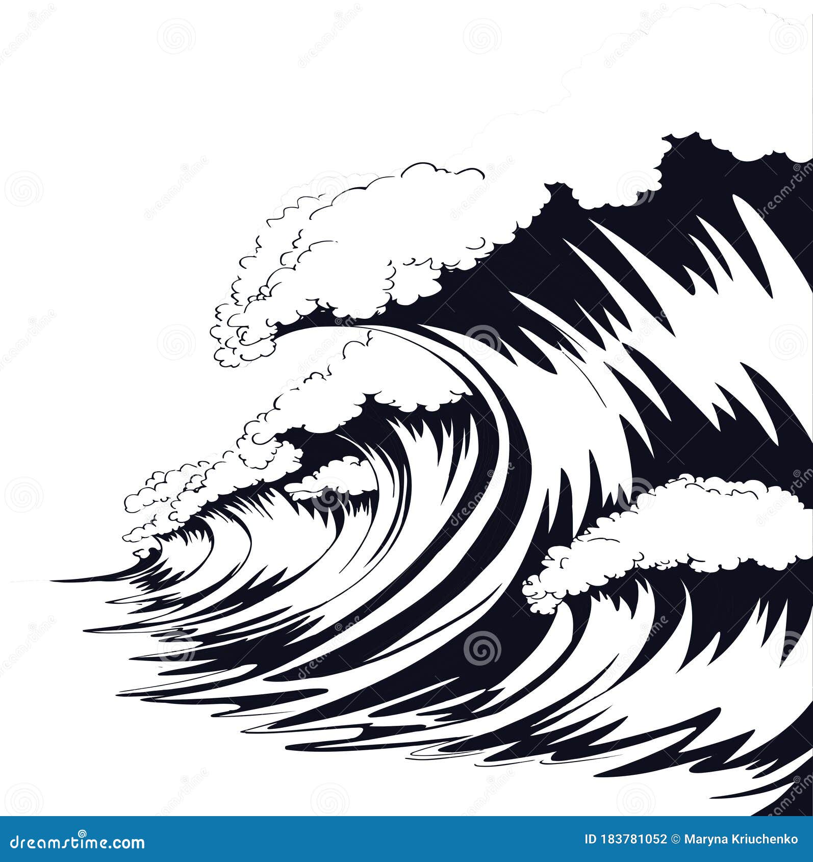 Una Ola Grande. Dibujo De Un Tsunami Vectorial Ilustración del Vector -  Ilustración de clima, espuma: 183781052