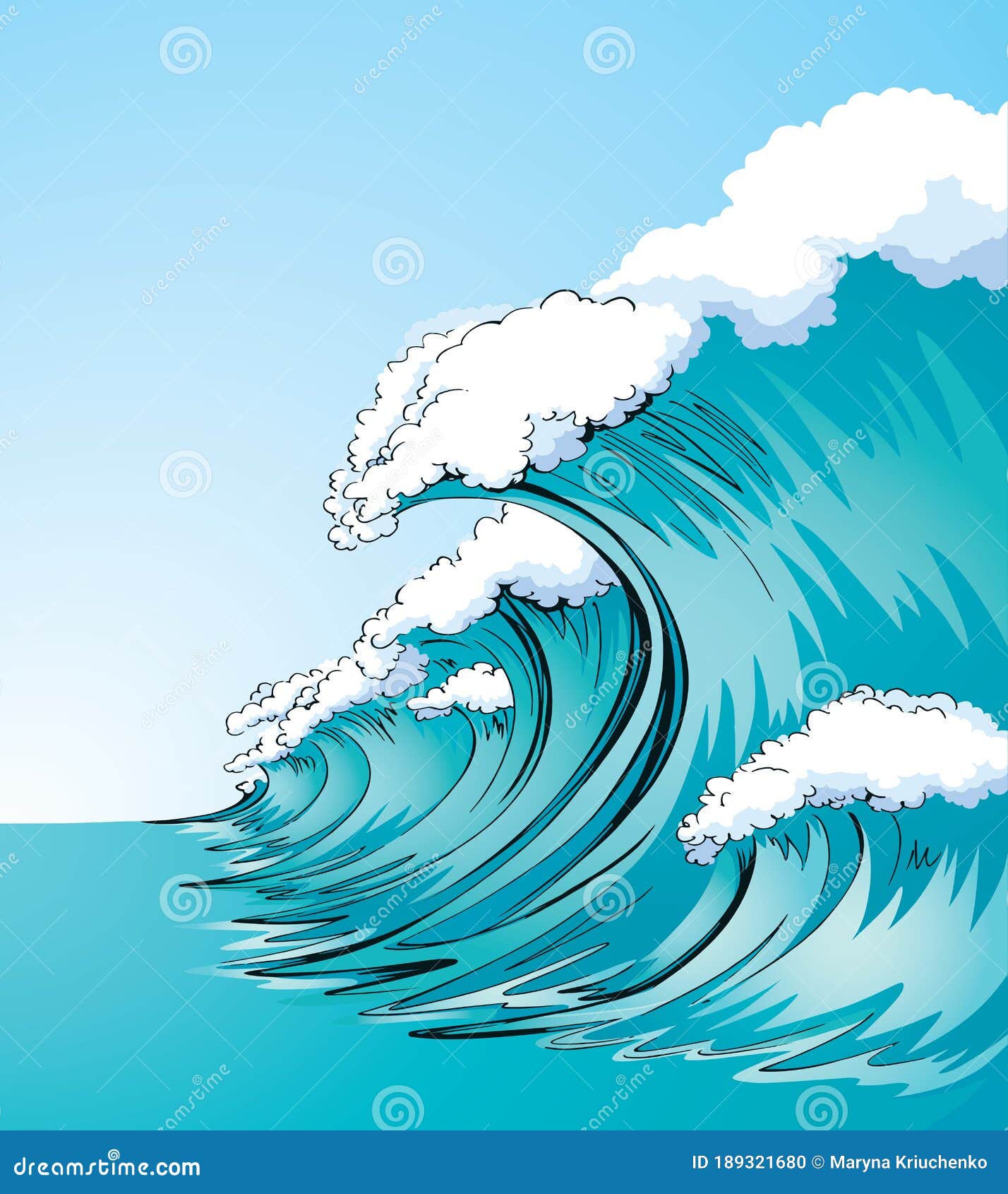 Una Ola Grande. Dibujo De Un Tsunami Vectorial Ilustración del Vector -  Ilustración de gigante, modelo: 189321680