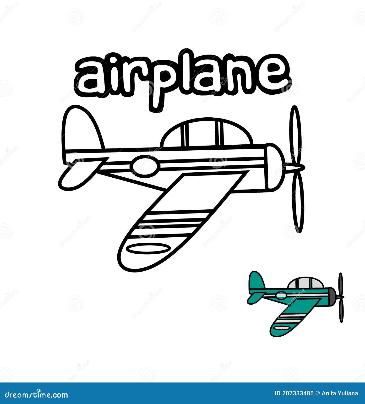Una Página De Dibujo Del Avión De Hélice Para El Niño Pequeño. Stock de  ilustración - Ilustración de utilizado, texto: 207333485