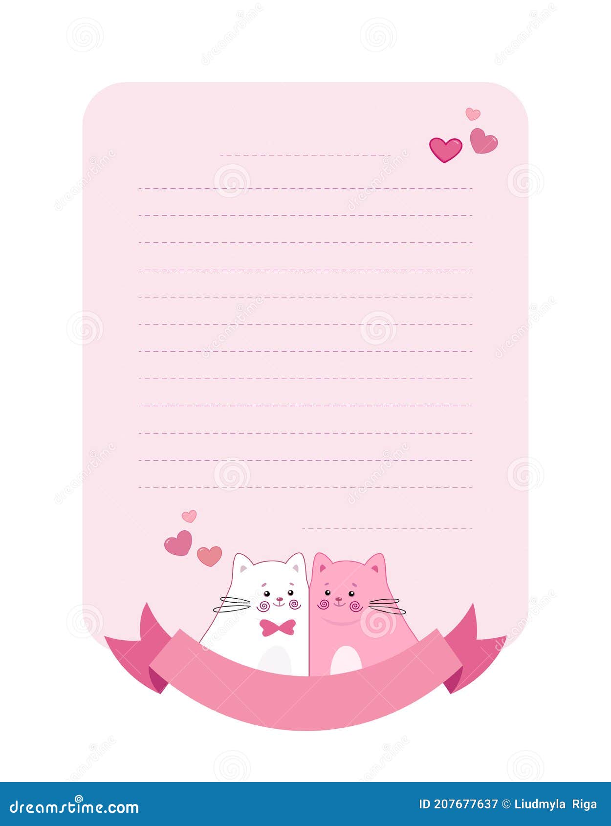 Carta De Amor Plantilla Una Plantilla De Forma Rectángulo Carta De Amor. Encantadora Lista De  Deseos Lindo Con Gatos Y Corazones. Ilustración del Vector - Ilustración de  infantil, gatito: 207677637