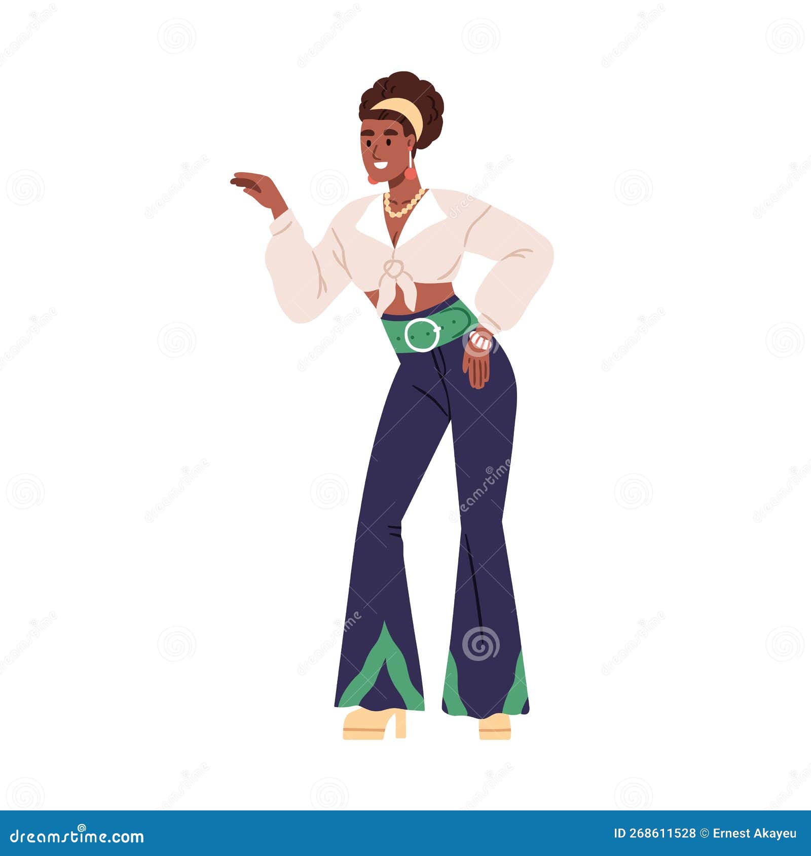 Una Ragazza Di Moda in Abiti Retromoda Di 80 Anni. Donna Africana Vestita  Con Accessori Di Abbigliamento Negli Anni '80 Per Illustrazione Vettoriale  - Illustrazione di bello, africano: 268611528