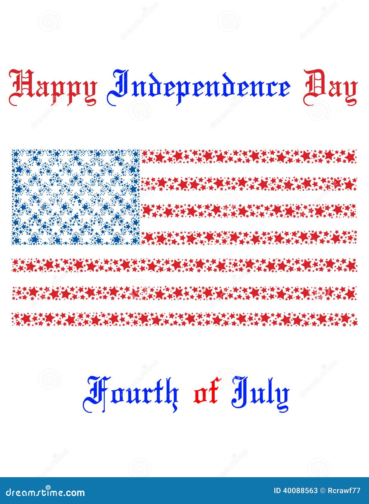 Unabhängigkeitstag in Amerika. Eine amerikanische Unabhängigkeitstagkarte mit einer amerikanischen Flagge auf ihr.