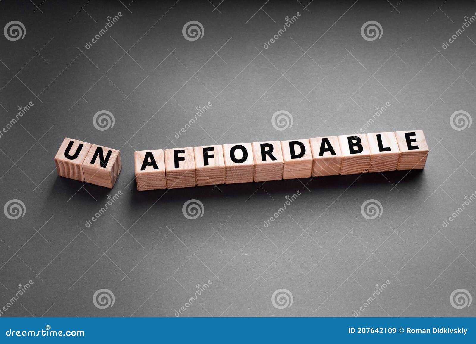 unaffordable to un affordable- words from wooden blocks with letters