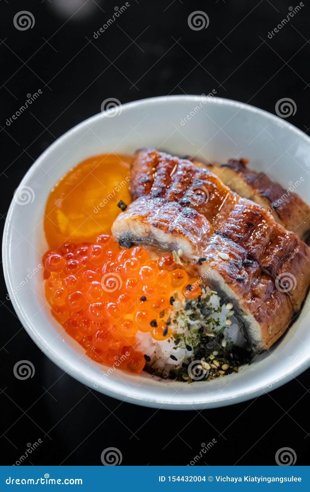 Unagi don Donburi stock photo. Image of food, grilled 154432004