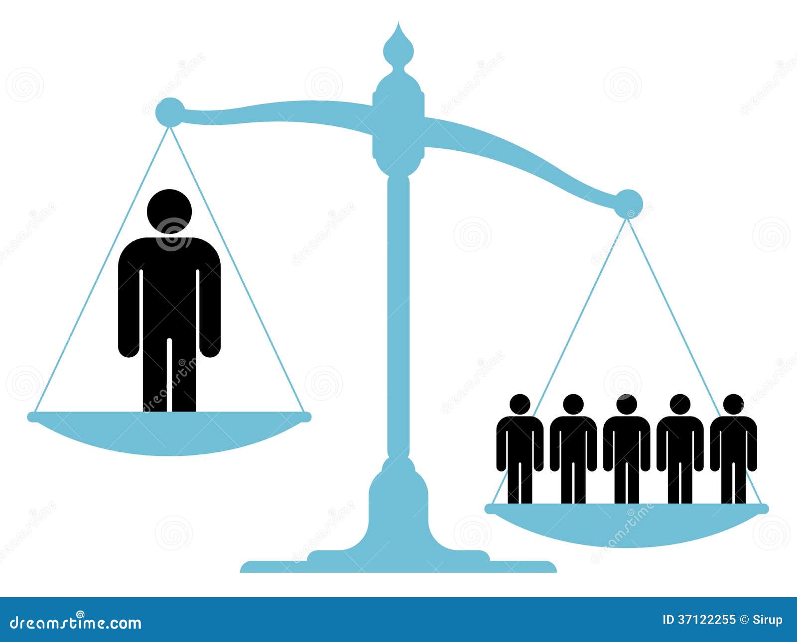 unbalanced scale with a single man and a group