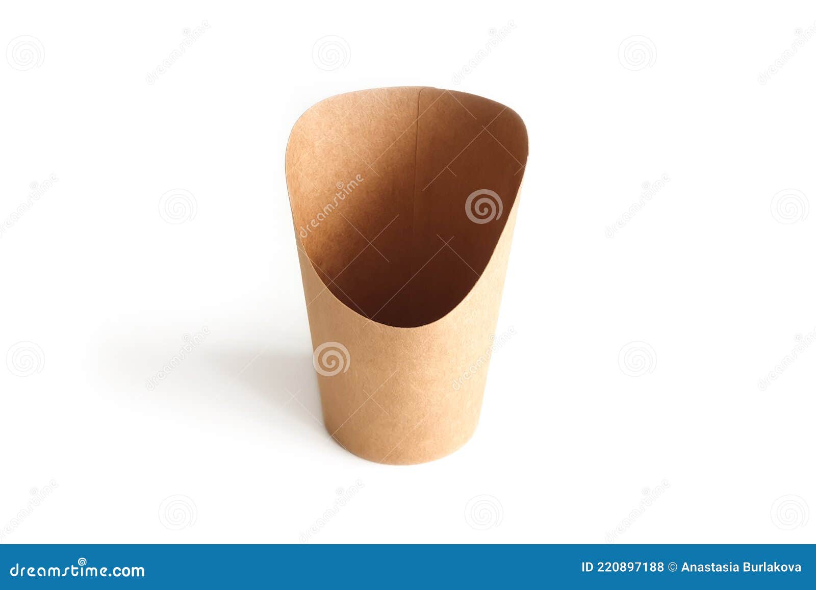 French Fries In A Brown Kraft Paper Bag Isolated On A White