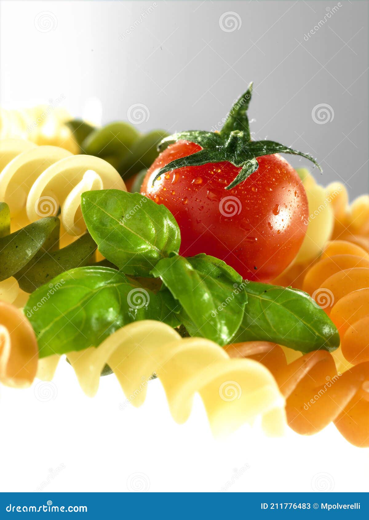 unckoked pasta on white background