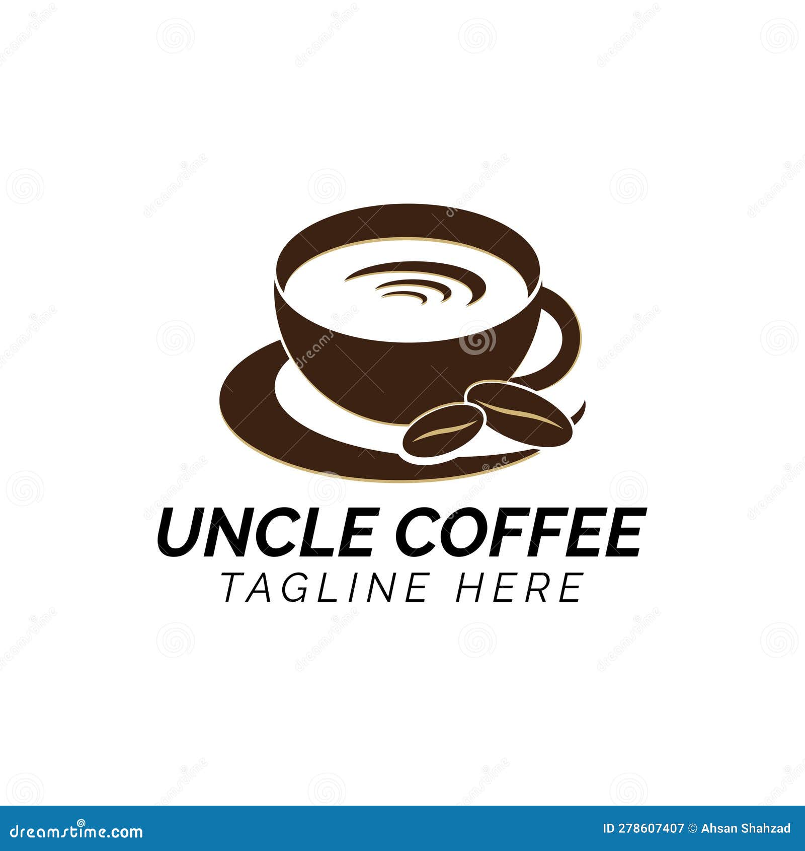 Uncle Coffee Cup and Coffee Beans Logo Stock Vector Illustration of