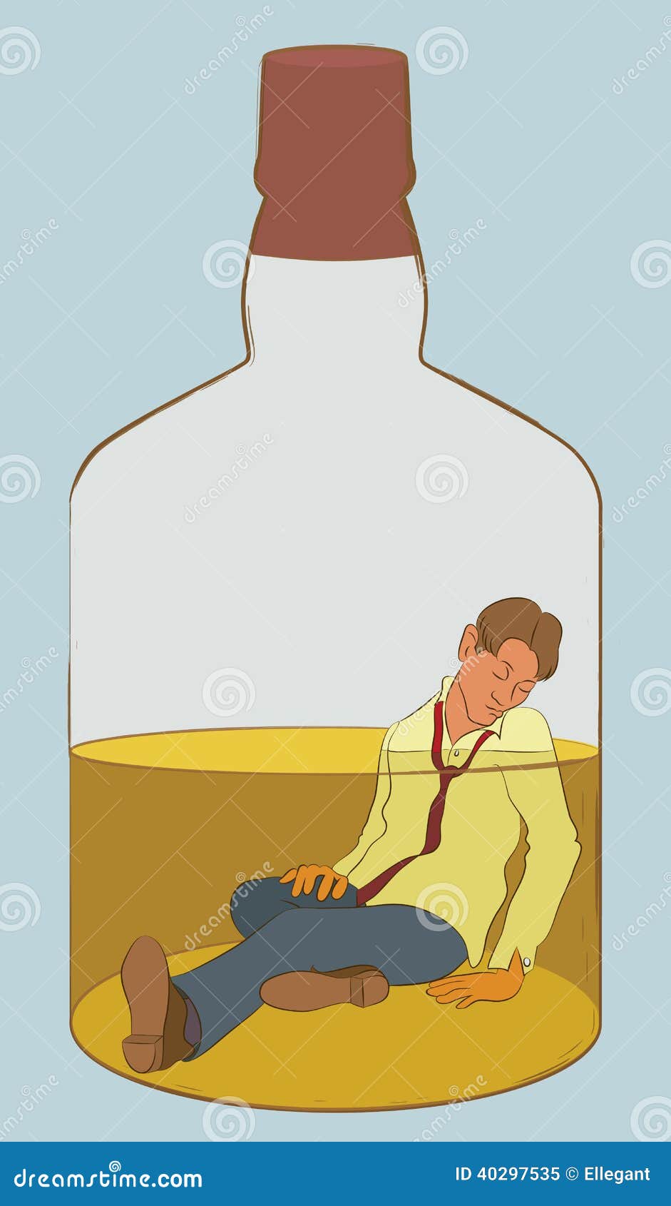 Unconscious Alcoholic in a Bottle Stock Illustrat