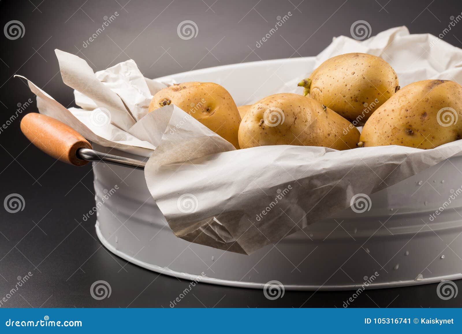 Uncooked Fresh Potatoes on a Black Background Stock Image Image of