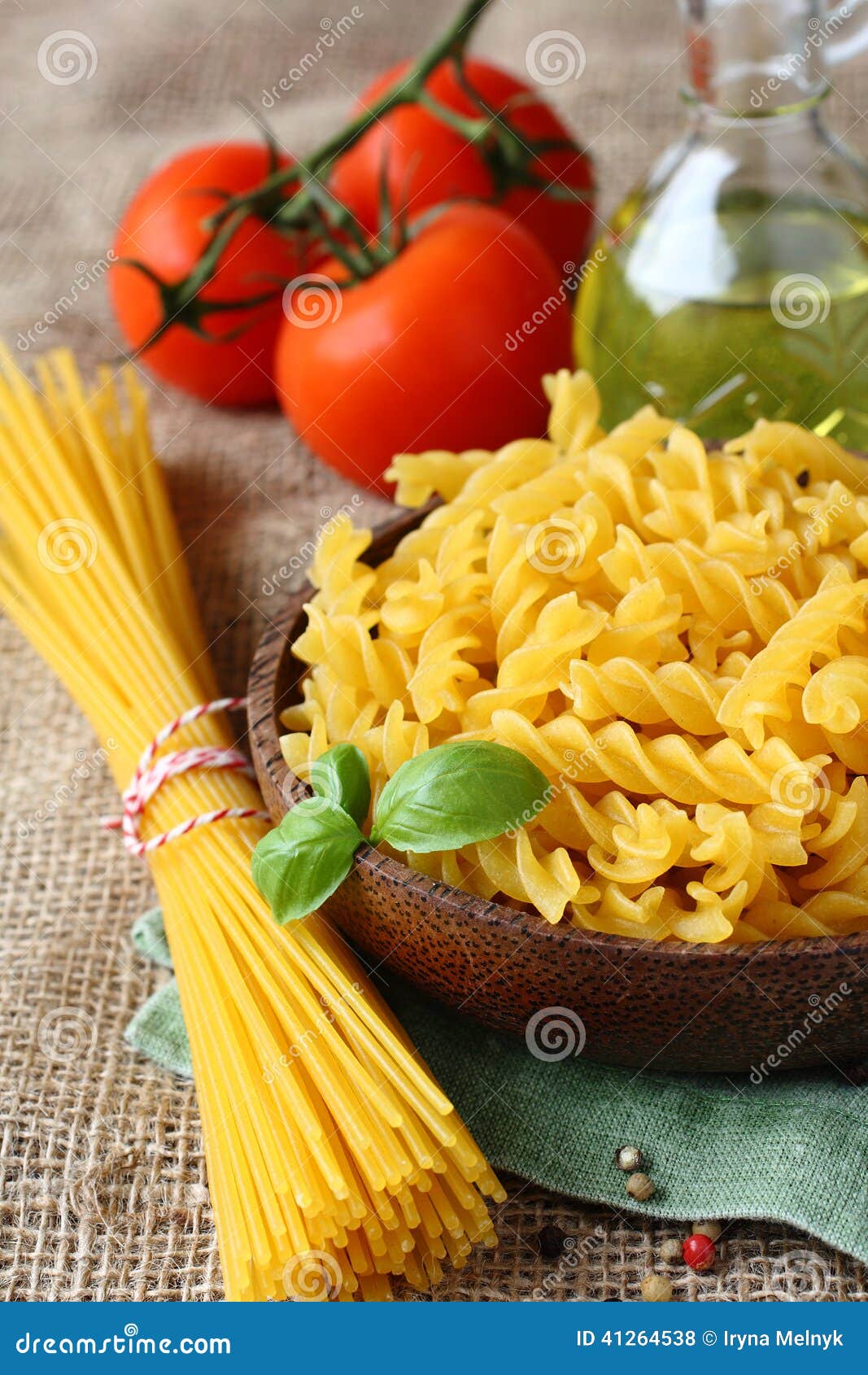 Uncooked Gluten Free Pasta from Blend of Corn and Rice Flour Stock