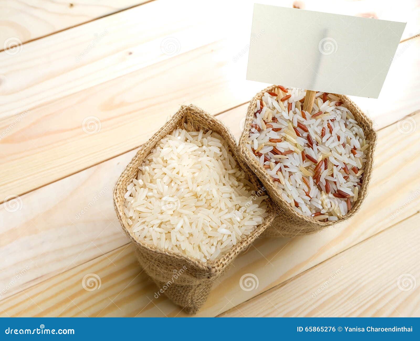 Uncooked Jasmine and Halfpolished Rice in Sacks Stock Photo Image of