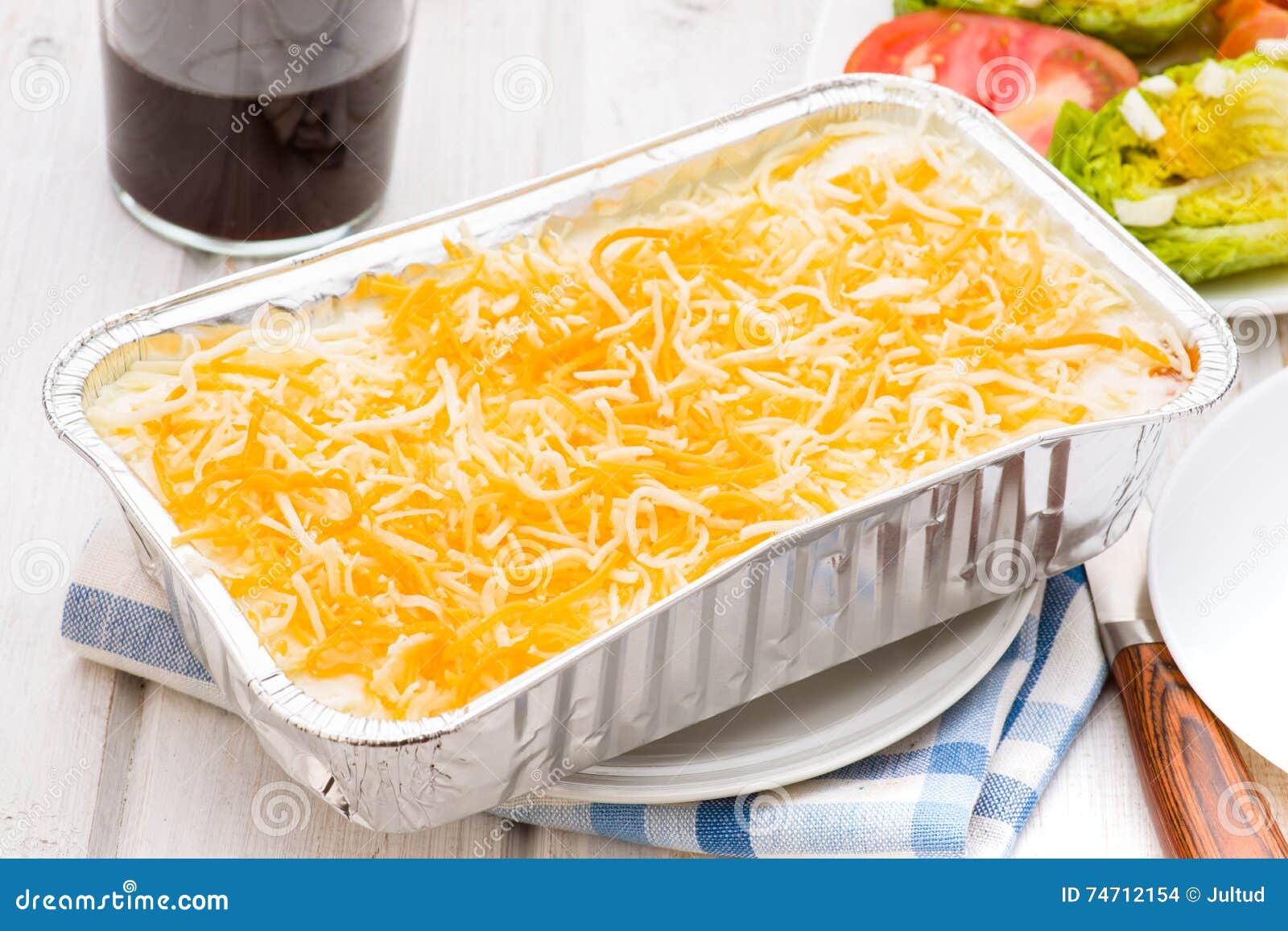 Uncooked Lasagna in Aluminum Tray on Wooden Stock Photo Image of