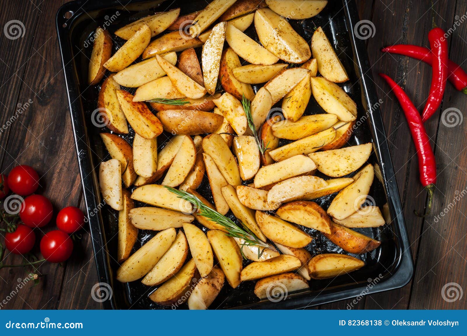 Uncooked Potato Wedges with Rosemary and Pepper Stock Photo Image of