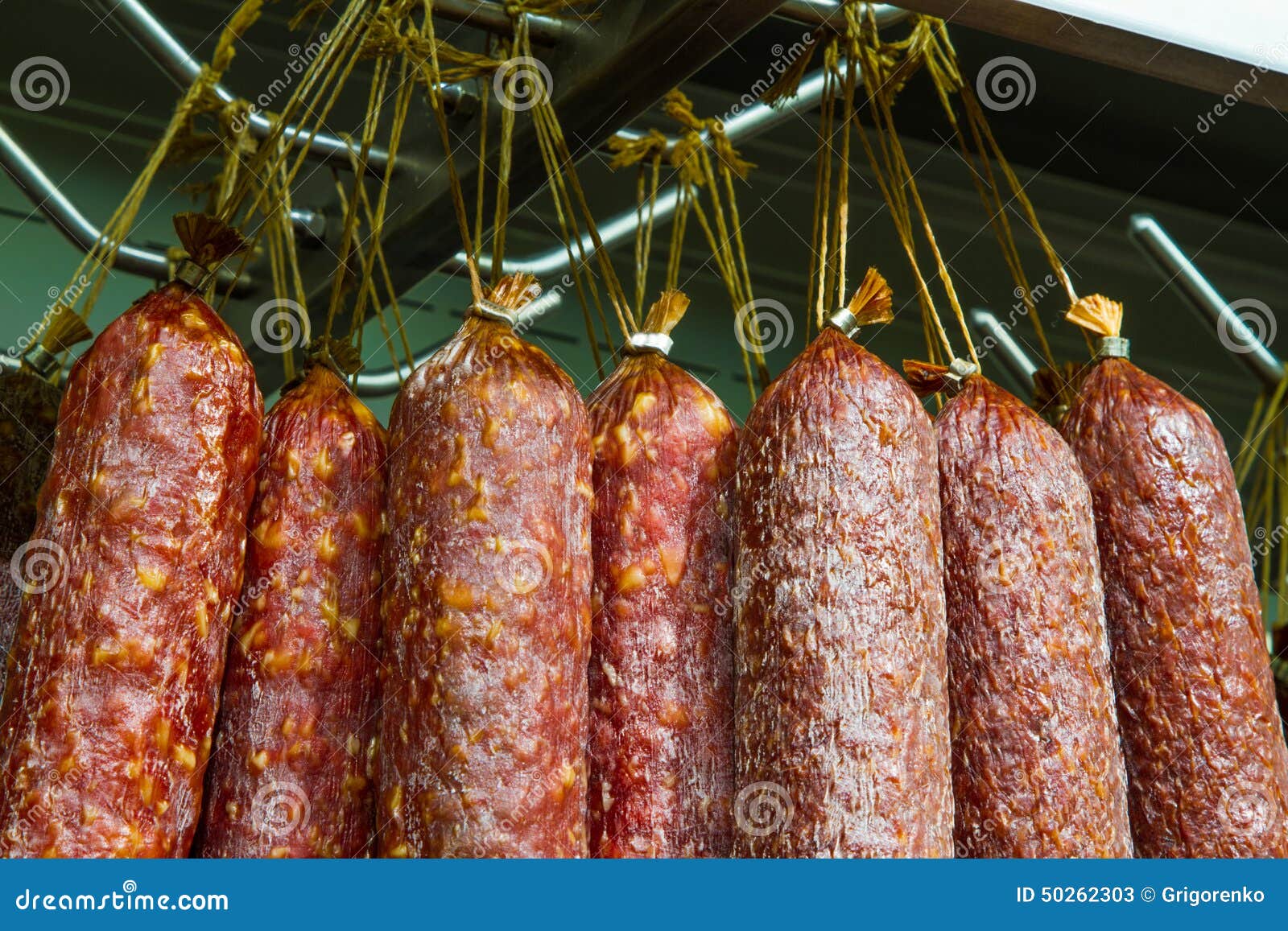 Uncooked smoked sausage stock image. Image of cold, salami 50262303