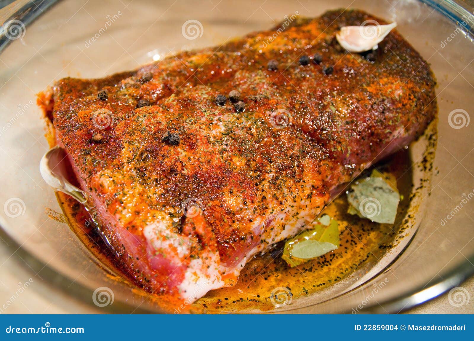 Uncooked spiced pork roast stock photo. Image of preparing 22859004
