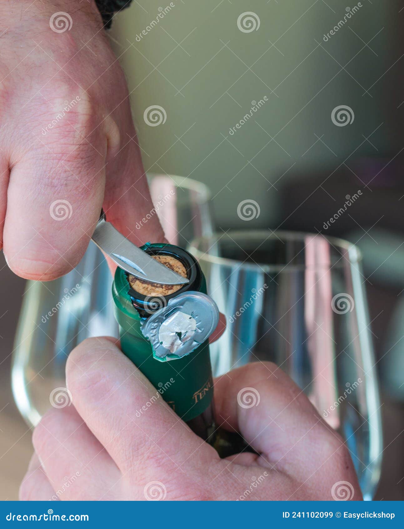 Uncork a bottle of wine stock image. Image of open, corkscrew 241102099