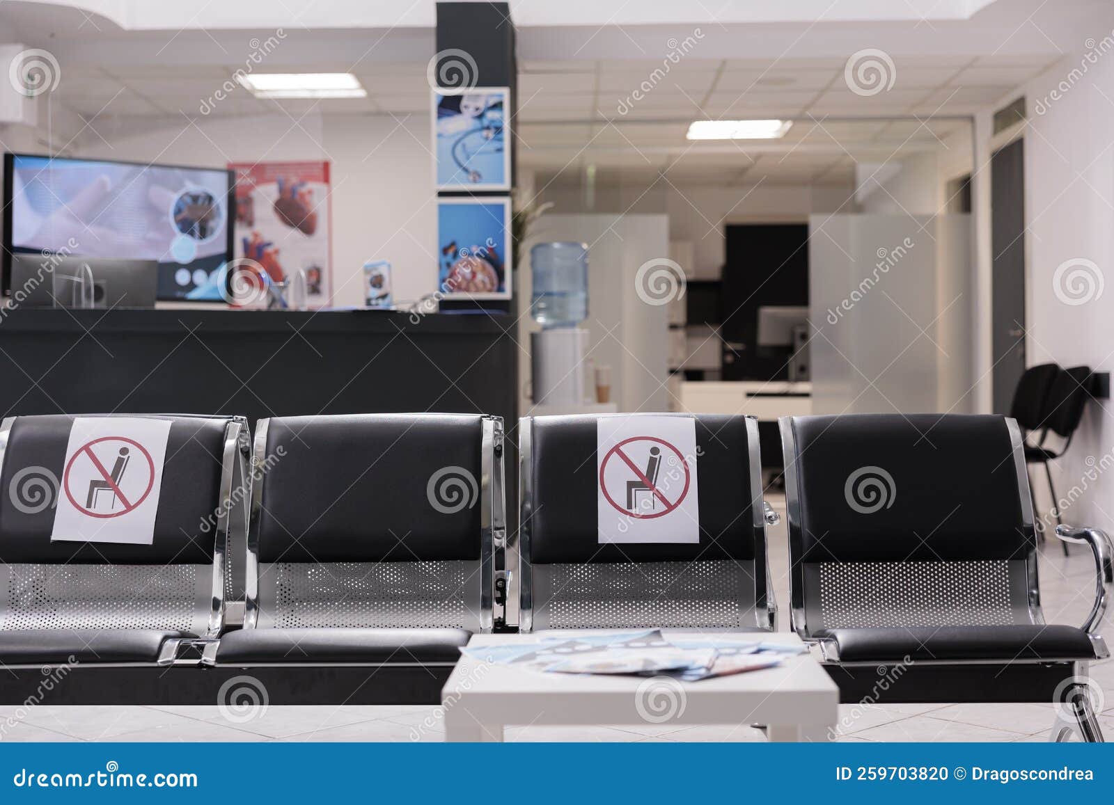 uncrowded emergency room waiting area at modern clinic