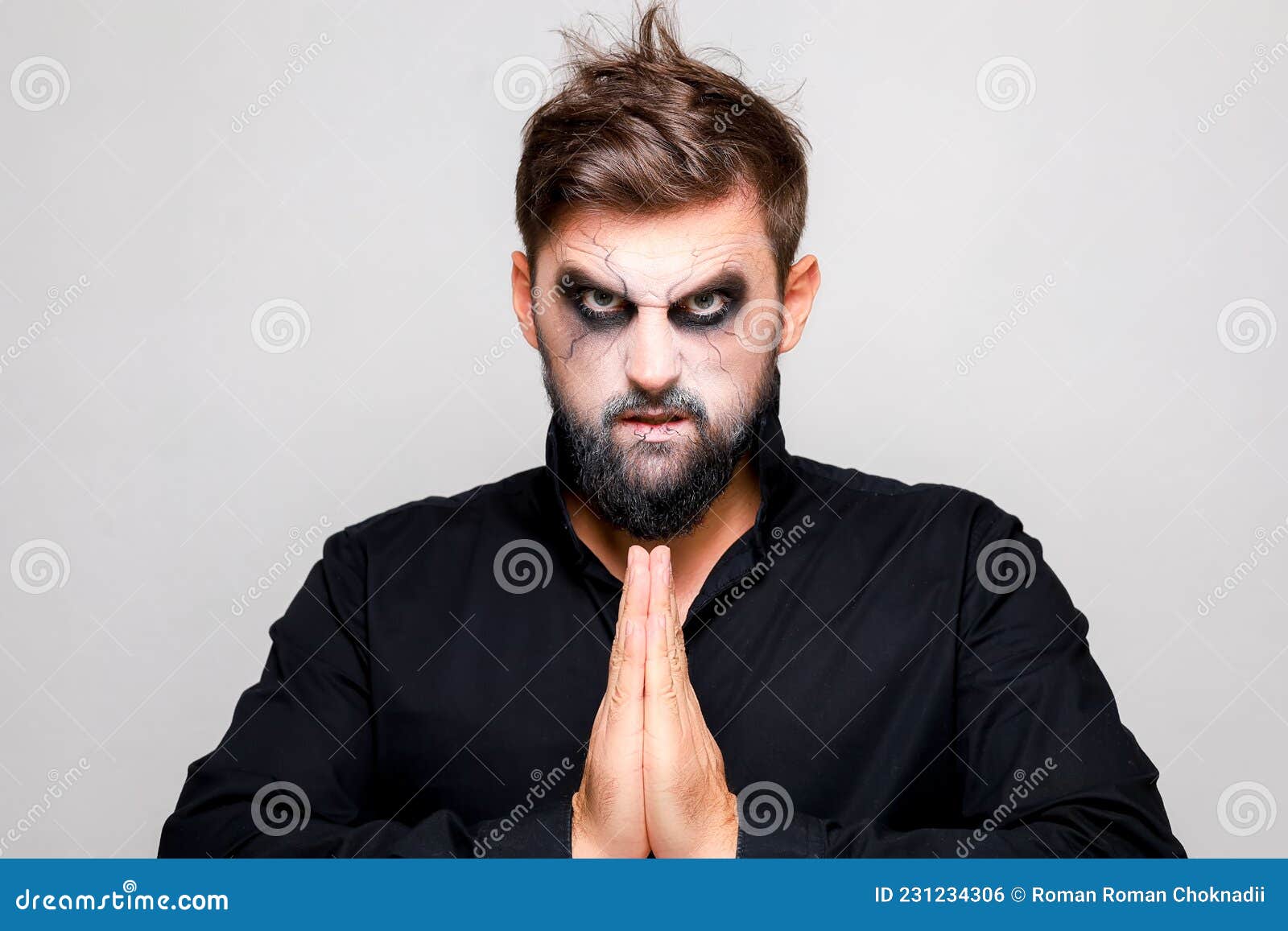 Undead-style Makeup for on Bearded Man Who Shows Gestures Stock Photo - Image jackolantern, male: 231234306