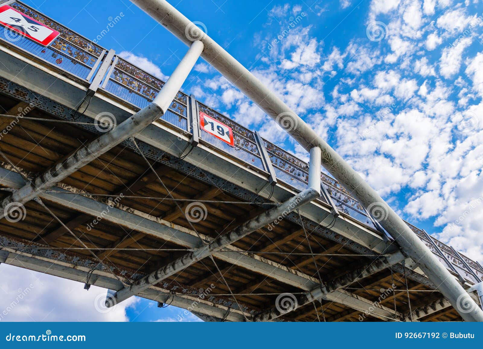 Under the Bridge Steelwooden Bridge Construction Seen from Be Stock