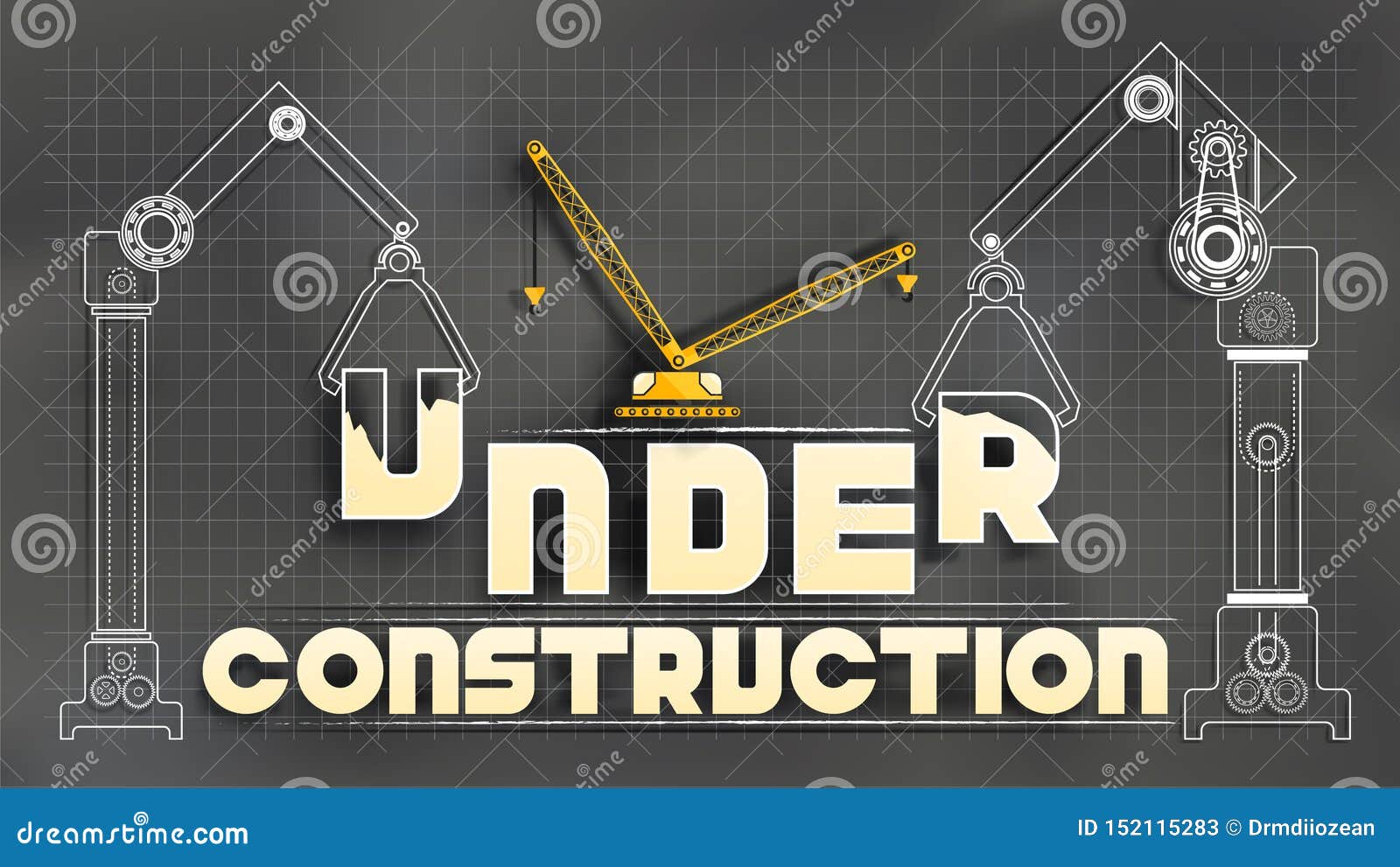 Under Construction. Chalkboard Mixed with Paper Cut Technique Stock