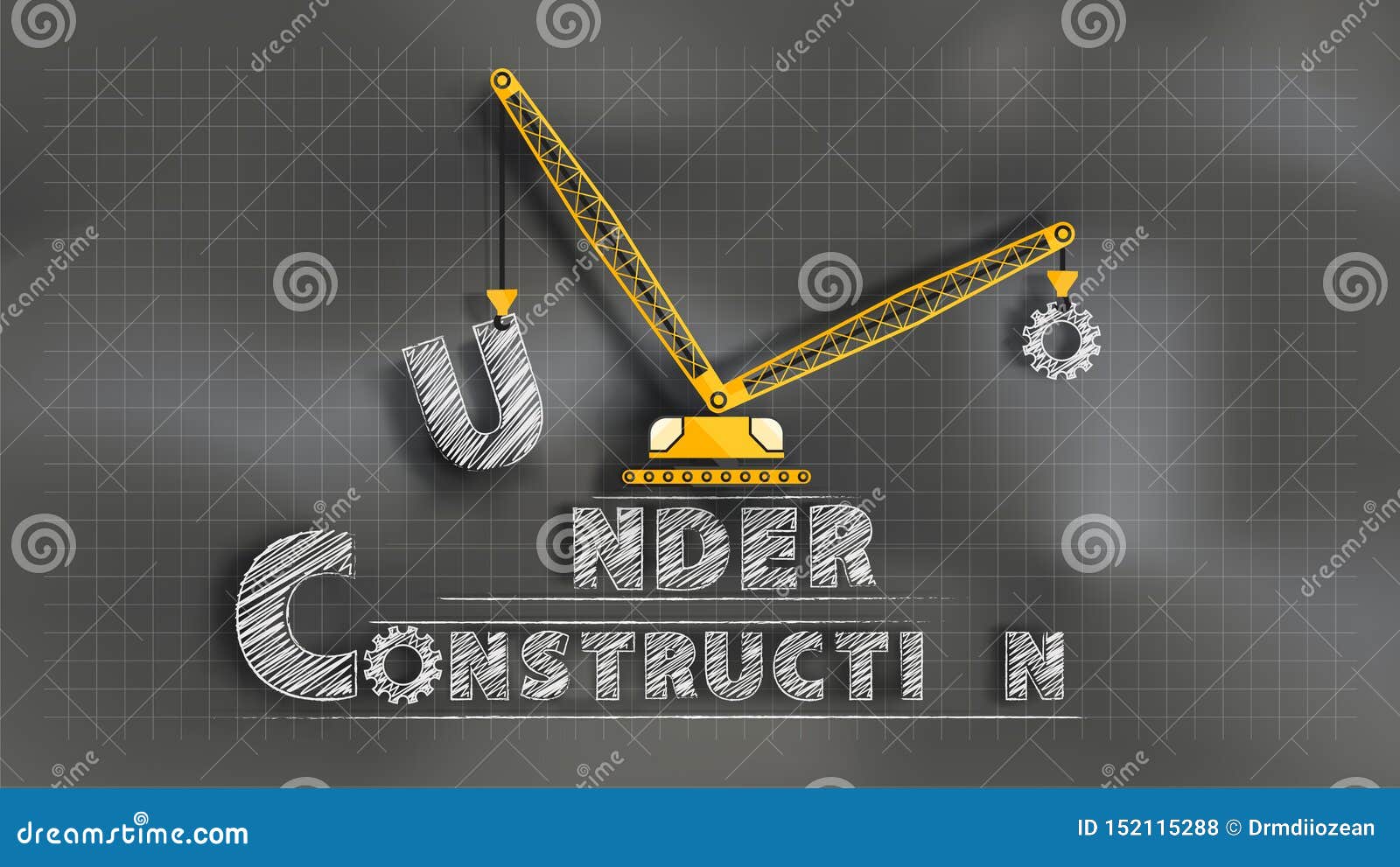 Under Construction. Chalkboard Mixed with Paper Cut Technique Stock