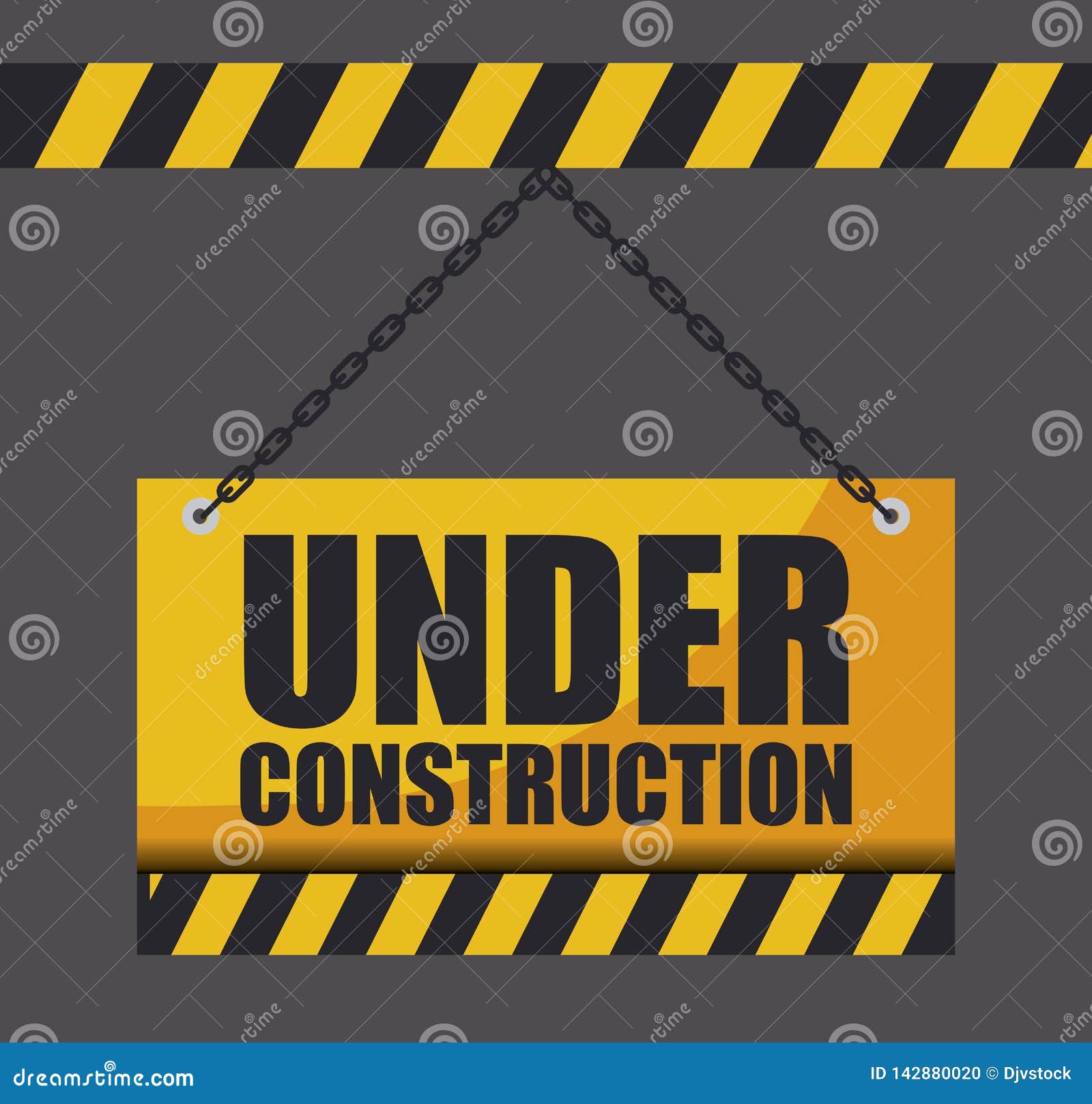 Under Construction Label Hanging Stock Vector Illustration of advert
