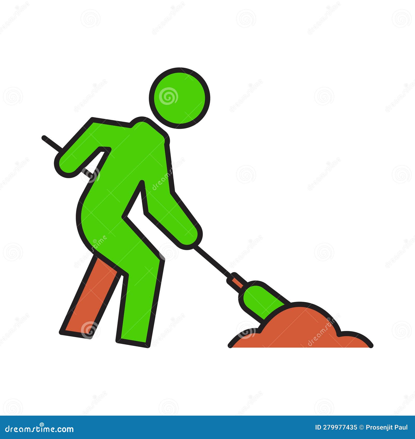 Under Construction, Man, Man Sweeping Icon Stock Vector Illustration