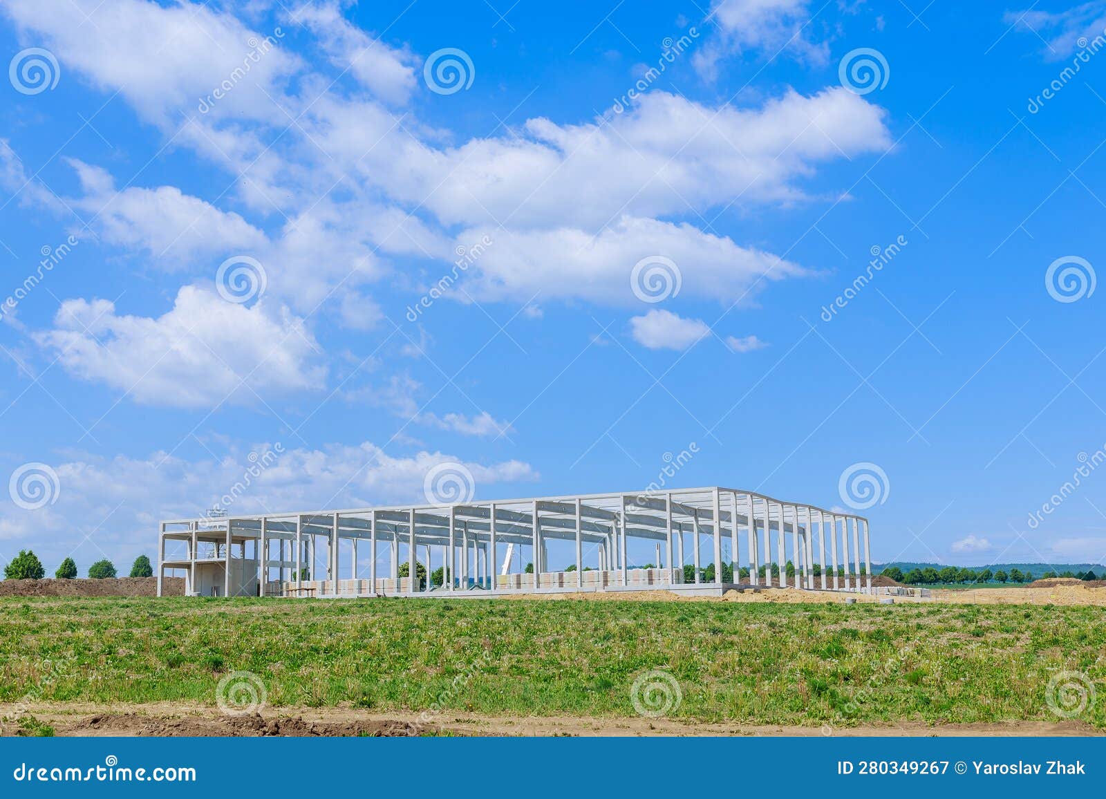 During Under Construction of Metal Frame for Industrial Building Stock