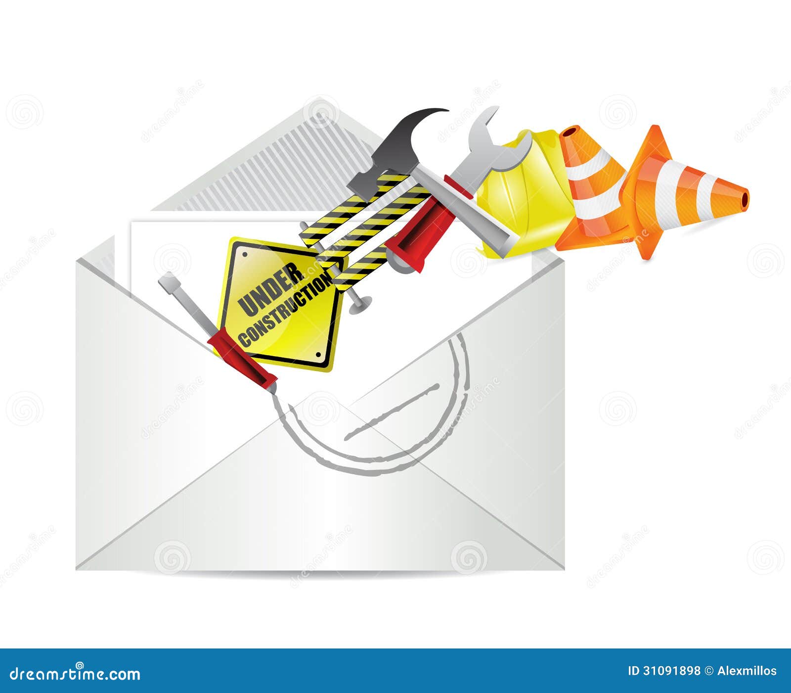 Under Construction Notice Email Envelope Stock Illustration