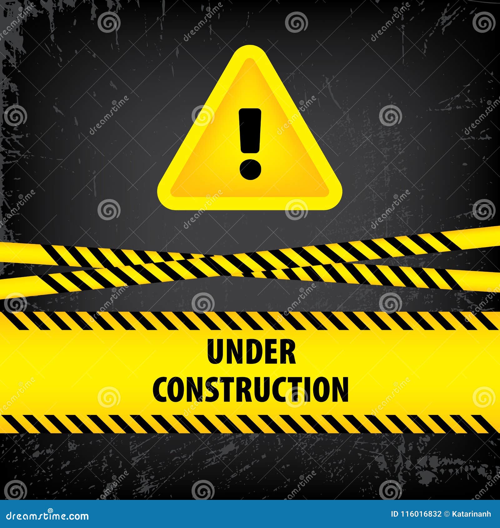 Under Construction Sign on Black Ground Background. Vector Illustration ...