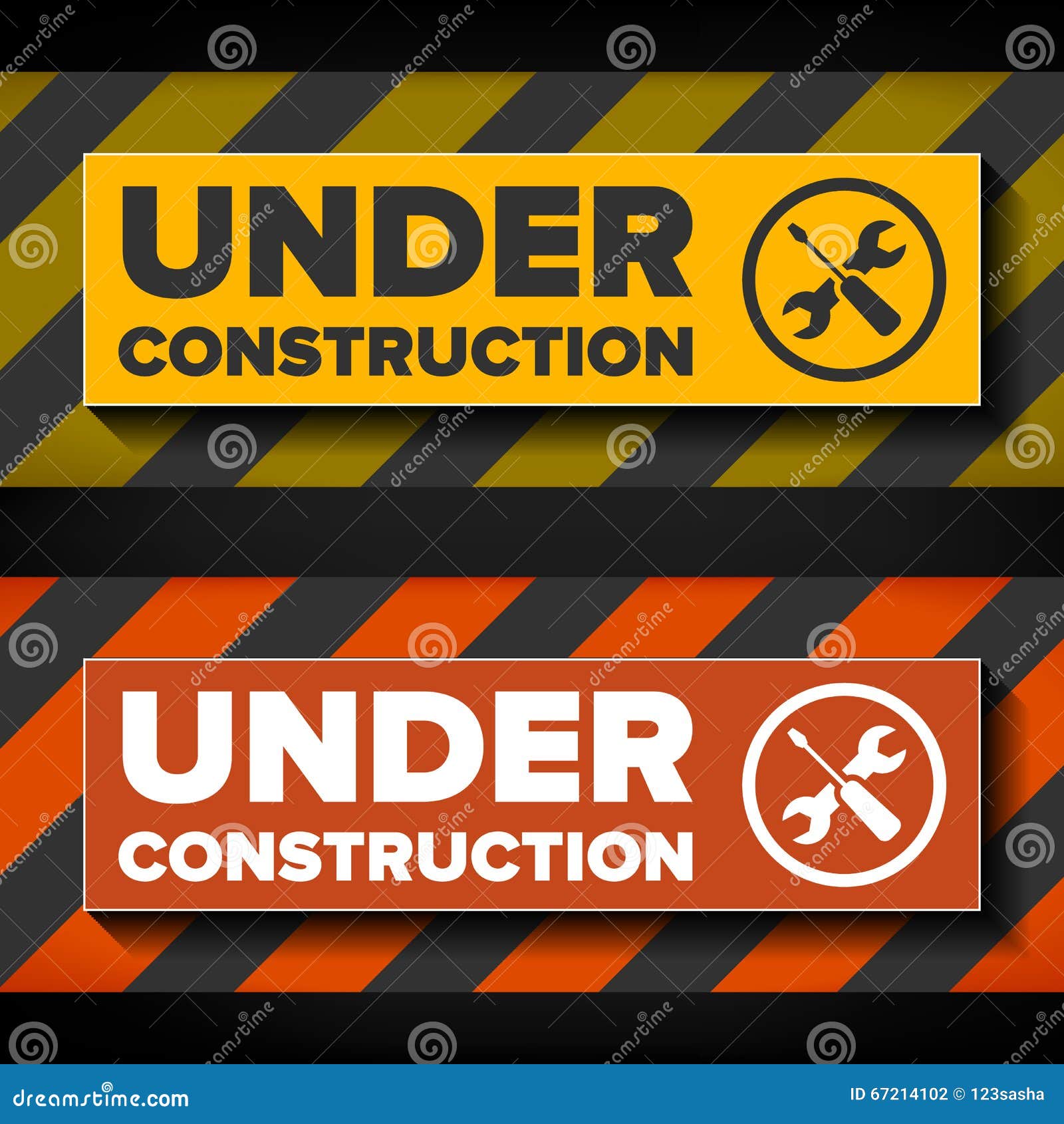 Under construction sign stock vector. Illustration of orange - 67214102