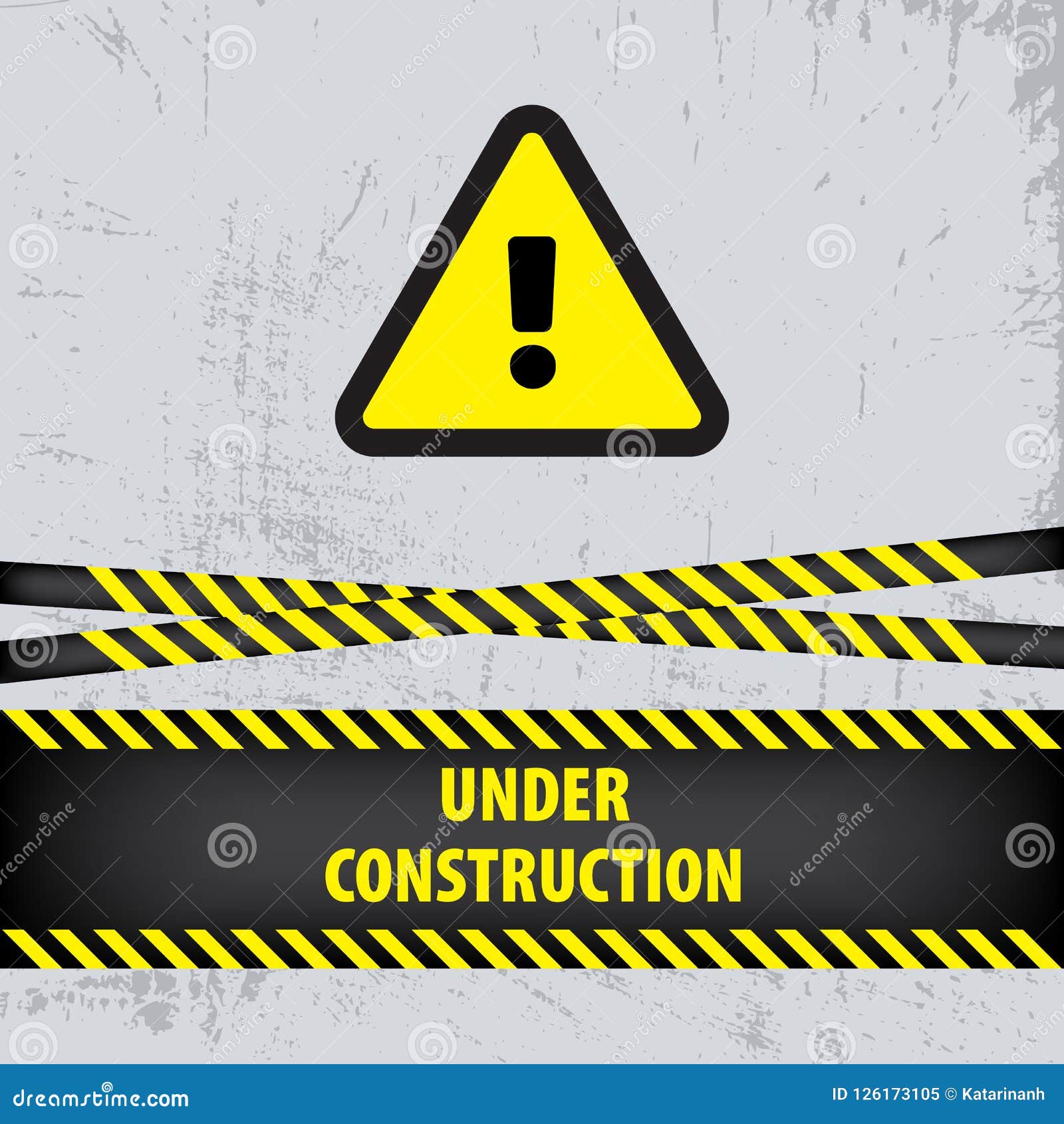 under construction sign on gray ground background.   for website. under construction triangle with black and yel