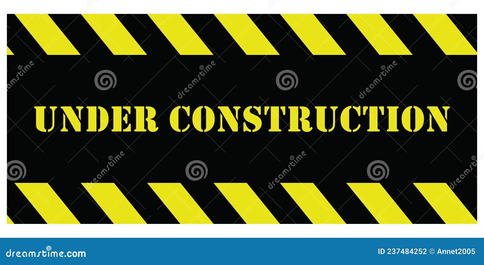 Under Construction Sign, Text on Black Yellow Striped Border Banner ...