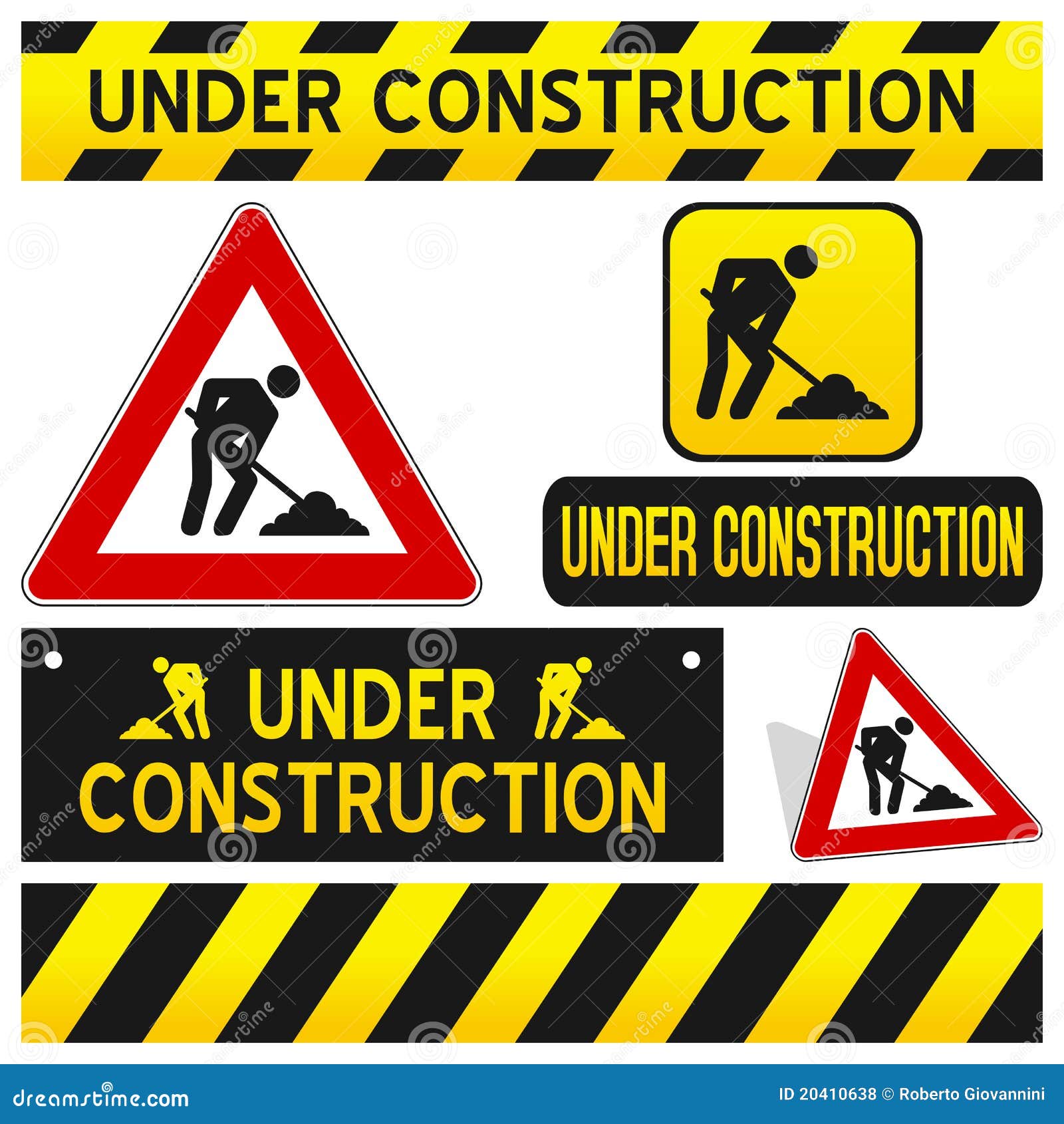 under construction signs set