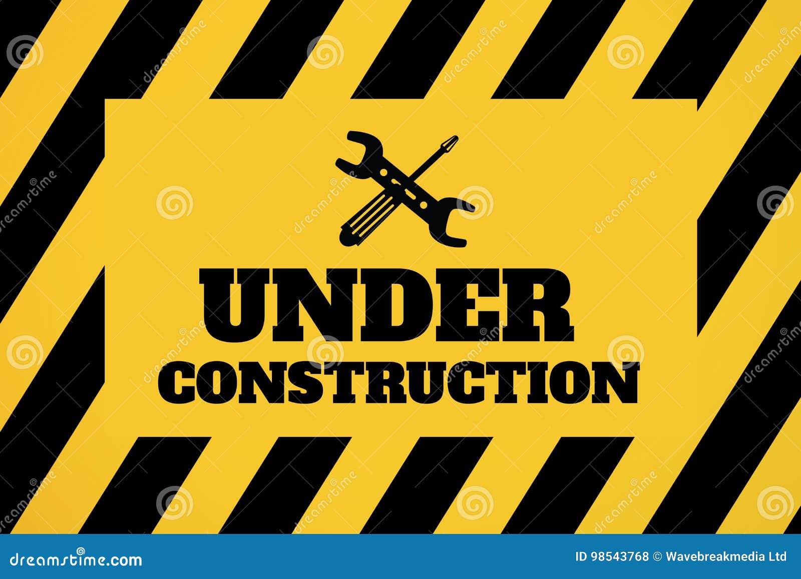 Under Construction Text with Tools Graphics Against Yellow and Black ...