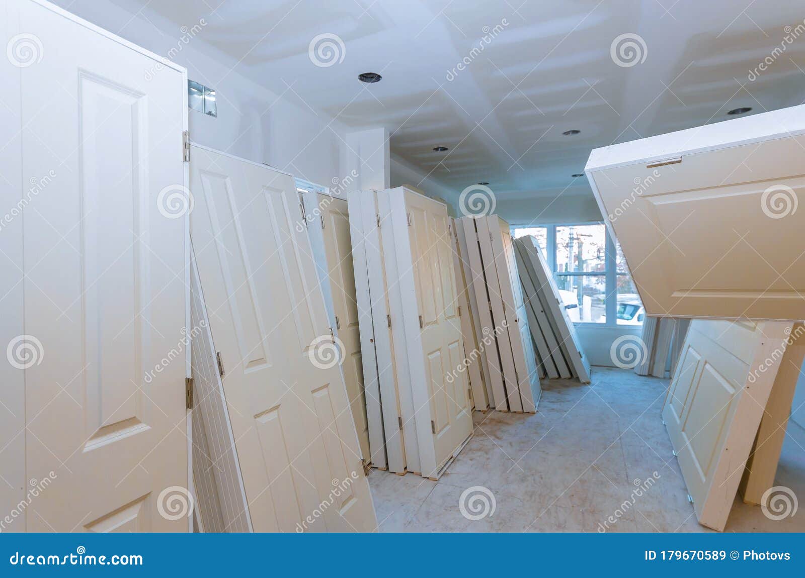 Under Construction, Waiting Interior Doors Installing Material New Home