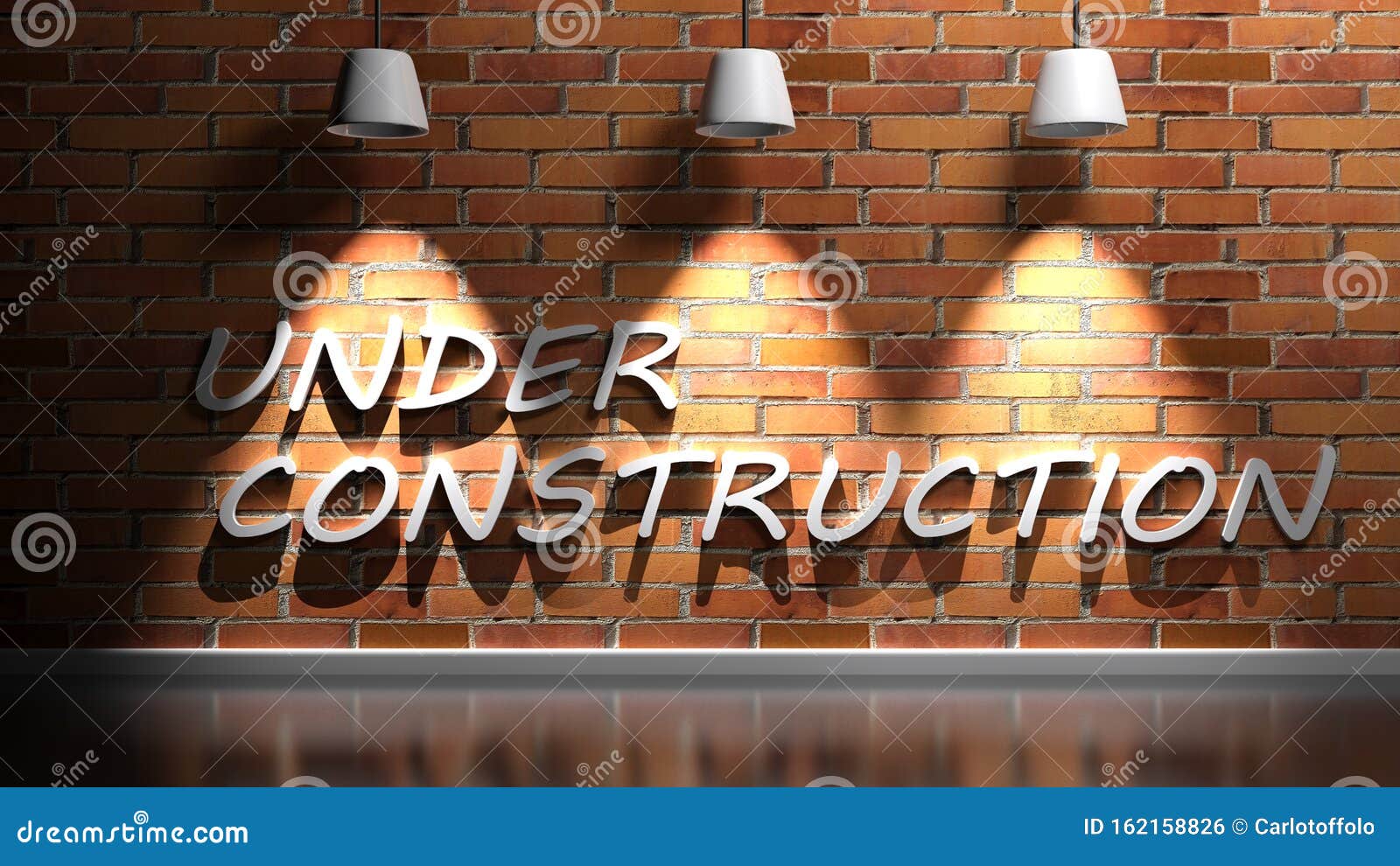 UNDER CONSTRUCTION Write at Red Bricks Wall - 3D Rendering Illustration ...