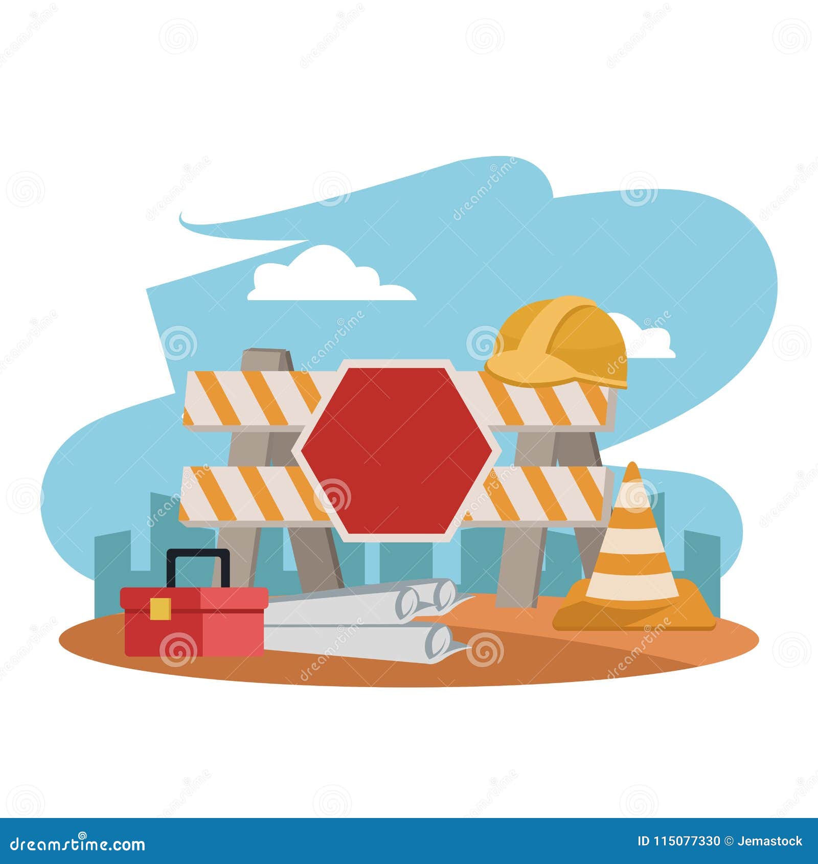 Under construction zone stock vector. Illustration of industry 115077330