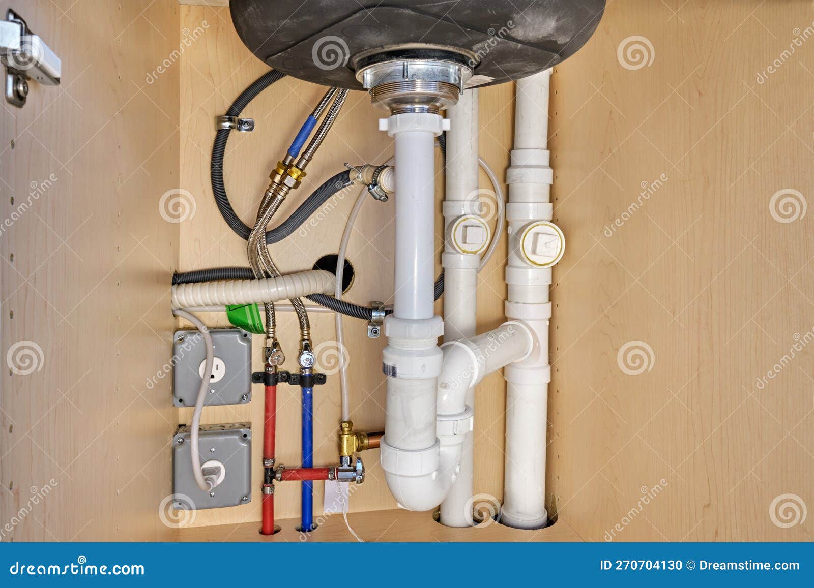Under a kitchen sink stock photo. Image of connector 270704130