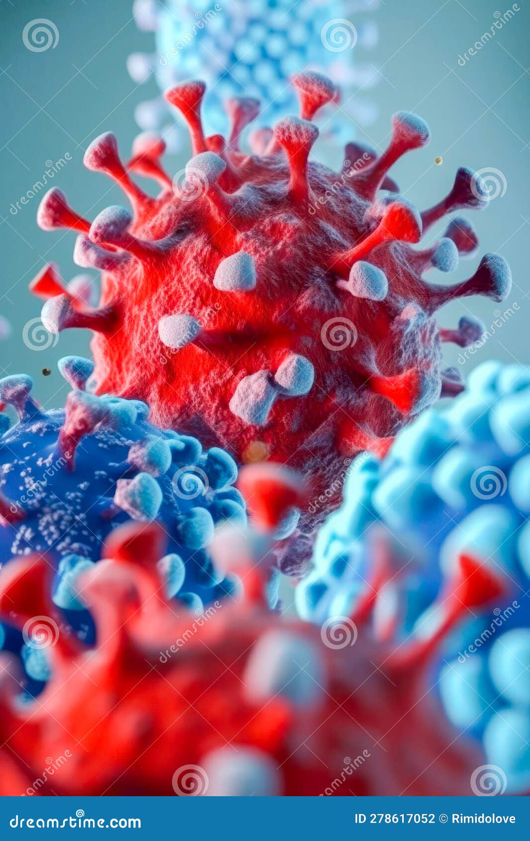 Under the Microscope, a Virus with a Circular Shape and a Prominent