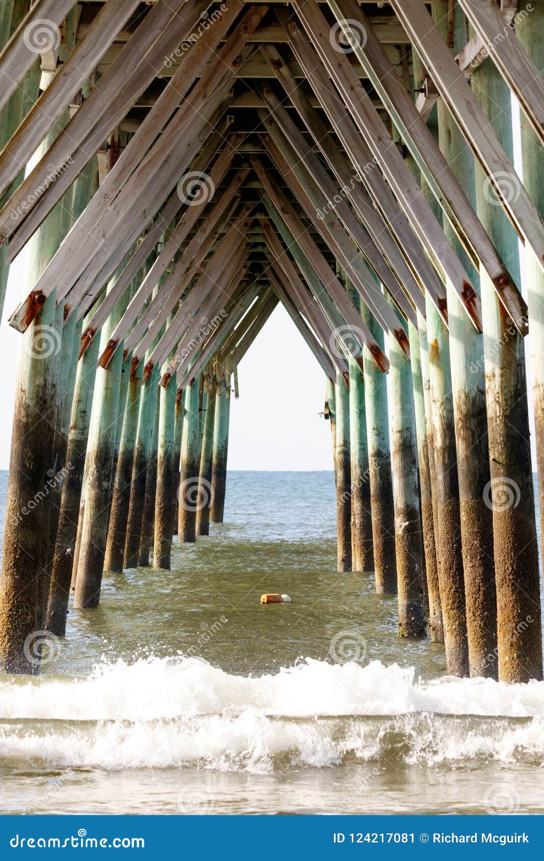 Under a Fishing Pier on the Atlantic Ocean Stock Image Image of