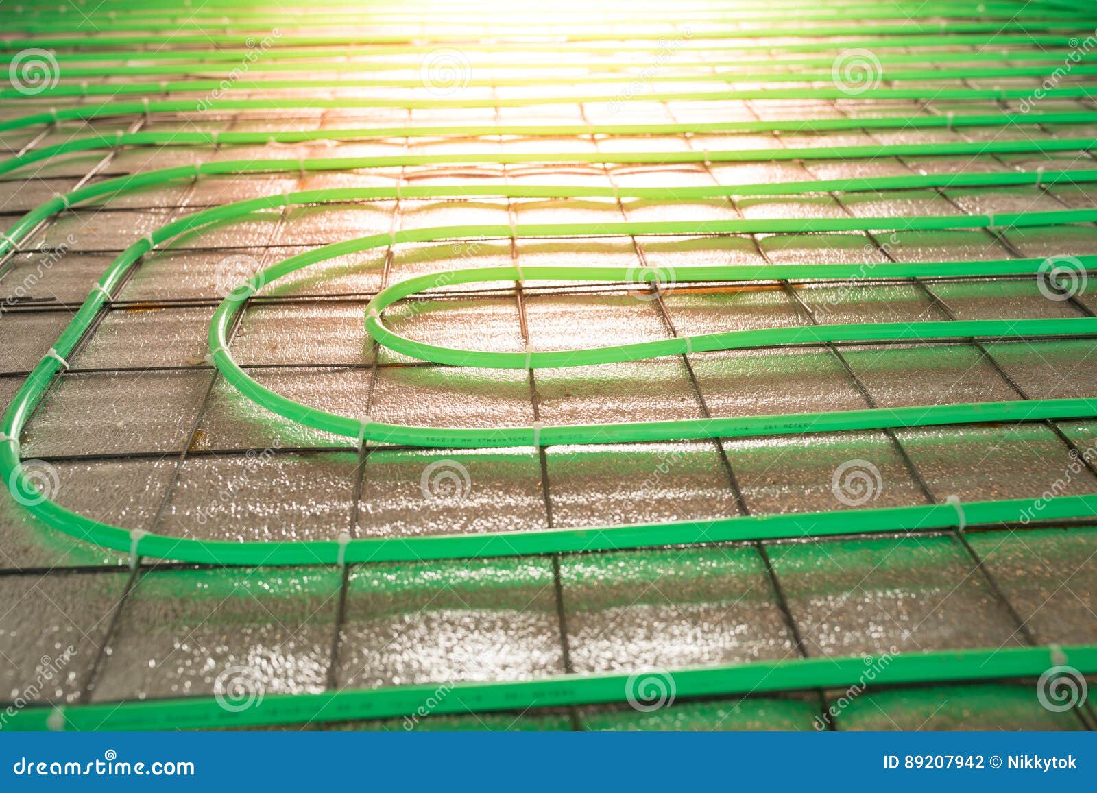 Underfloor Heating Green Pipe Installation Stock Photo Image of color