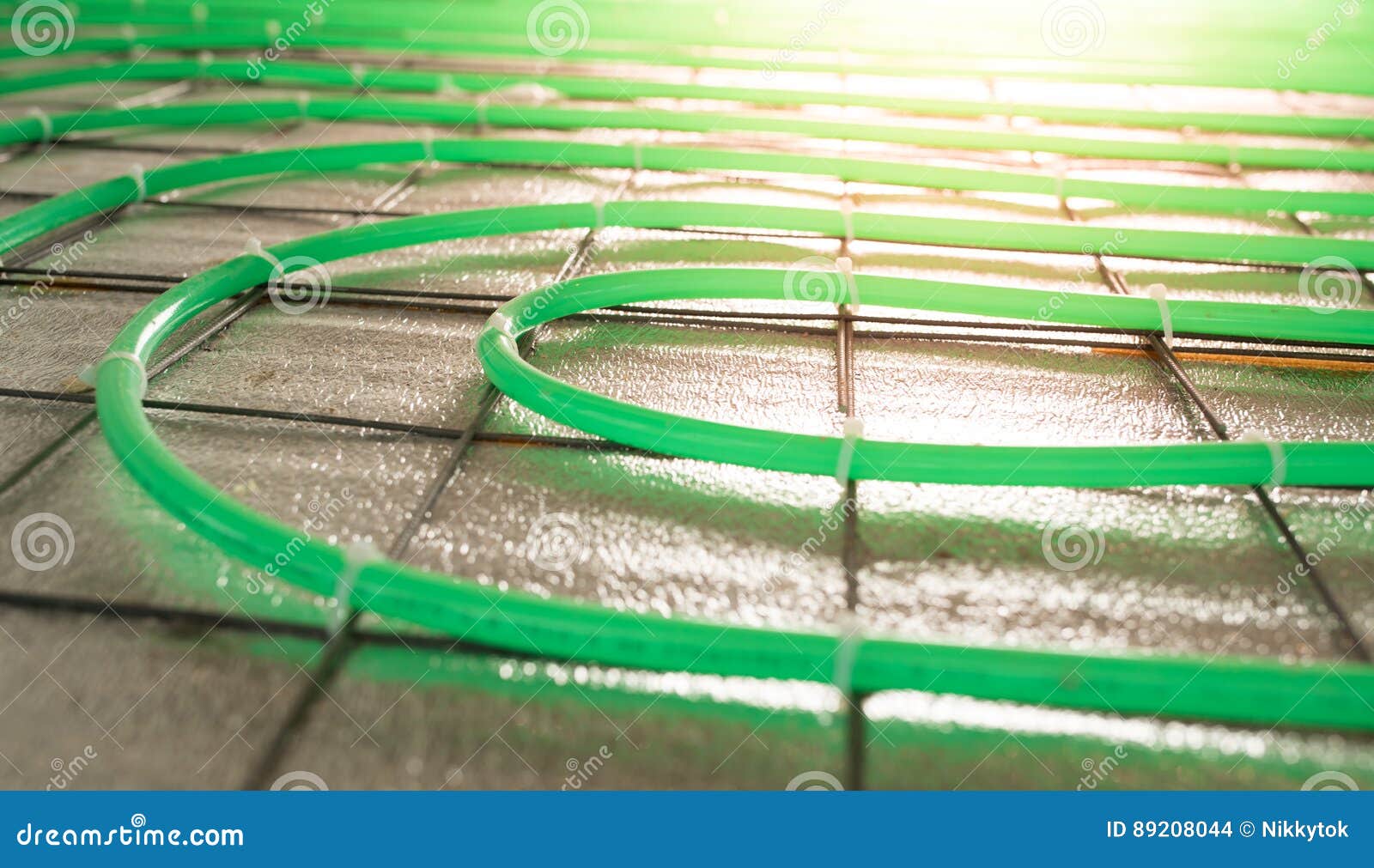 Underfloor Heating Green Pipe Installation Stock Photo Image of