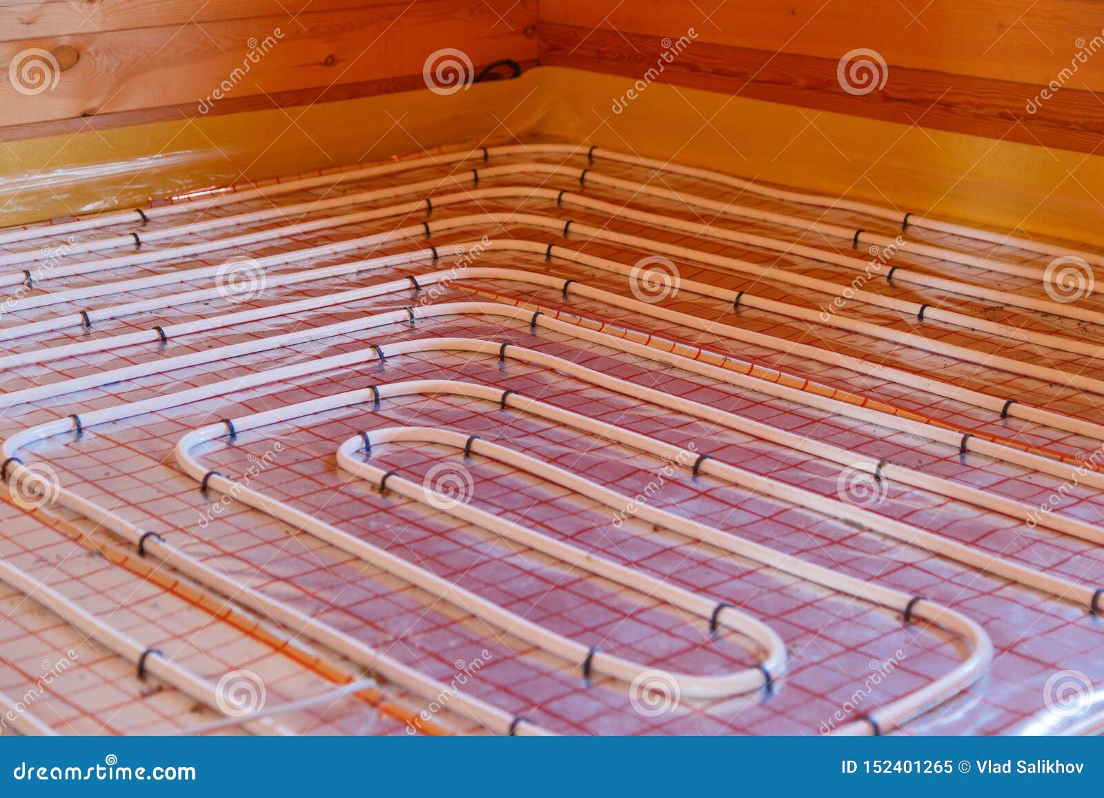 Underfloor Surface Heating Pipes. Low Temperature Heating Concept Stock