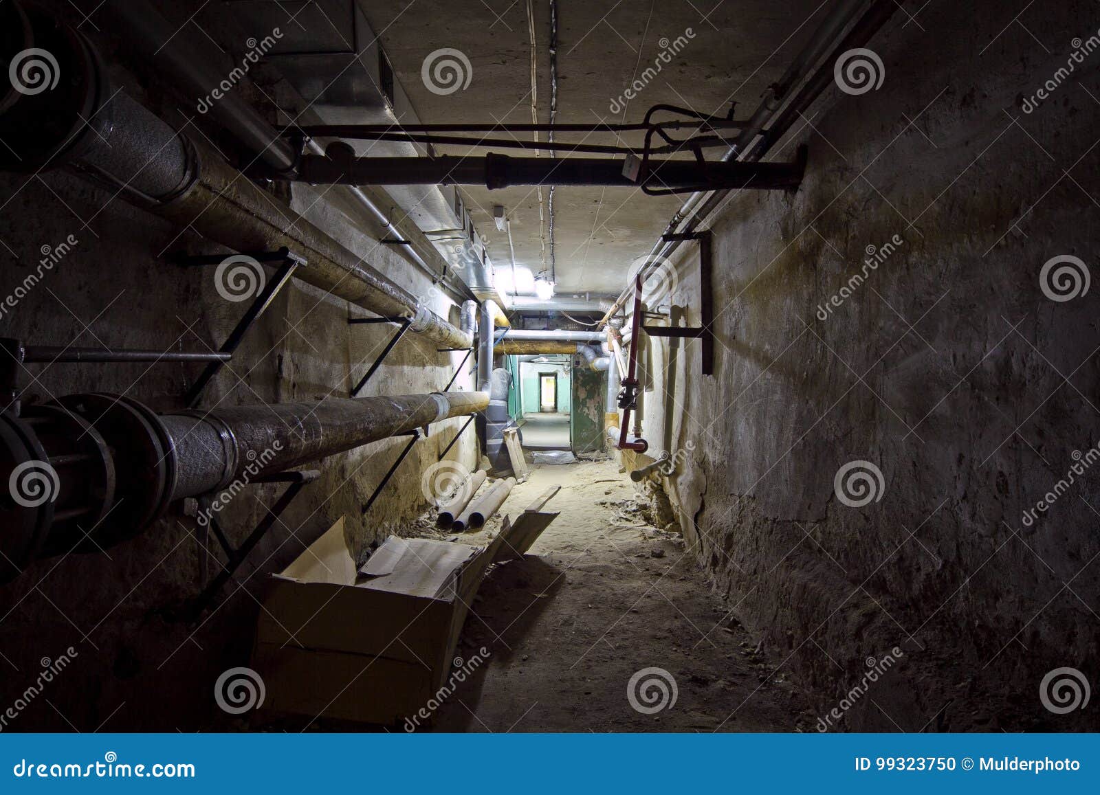 Underground Cellar with Water Heating Pipes Stock Photo Image of