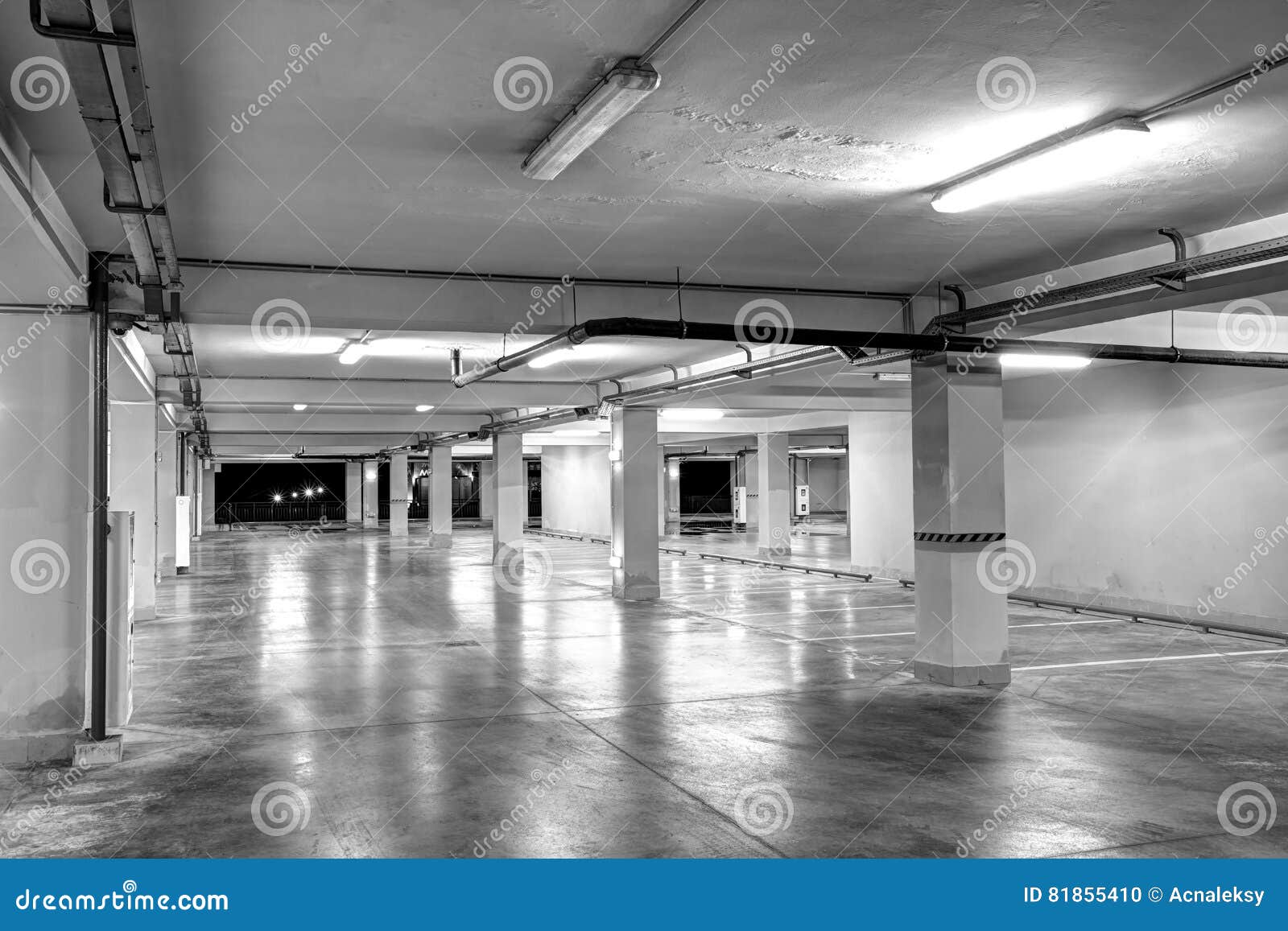 Underground Garage. Empty Underground Parking Stock Photo - Image of